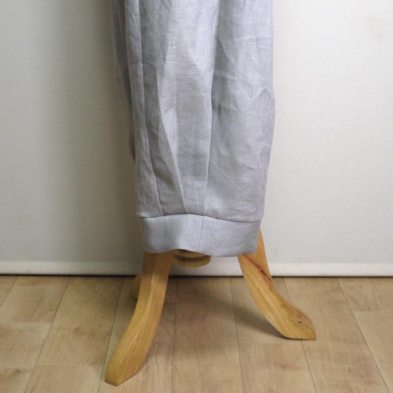 カラーリネン◆サイドポケットパンツ　ワイドロング◆グレージュ◆フリーサイズ（中厚、リネン100％） | 5枚目