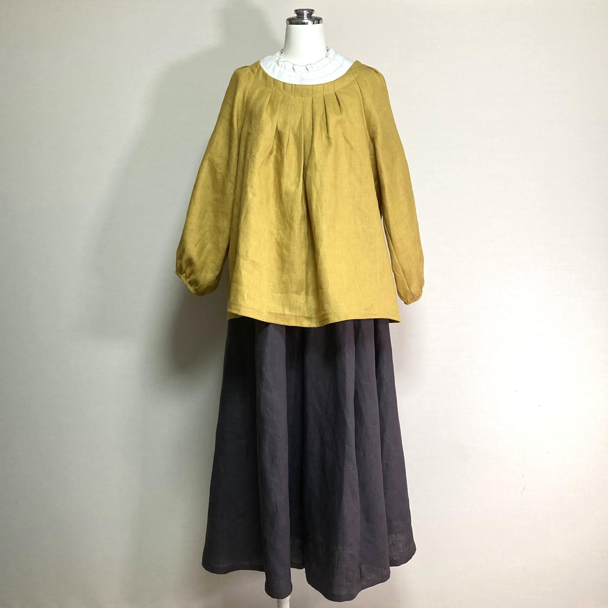 カラーリネン◆Aラインキュロット◆チャコール◆フリーサイズ（中厚、リネン100％） | 2枚目