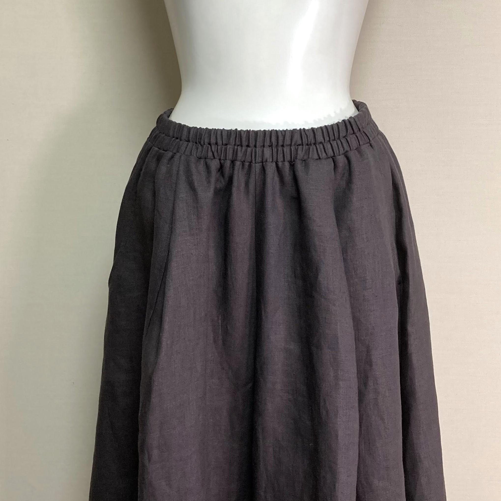 カラーリネン◆Aラインキュロット◆チャコール◆フリーサイズ（中厚、リネン100％） | 4枚目