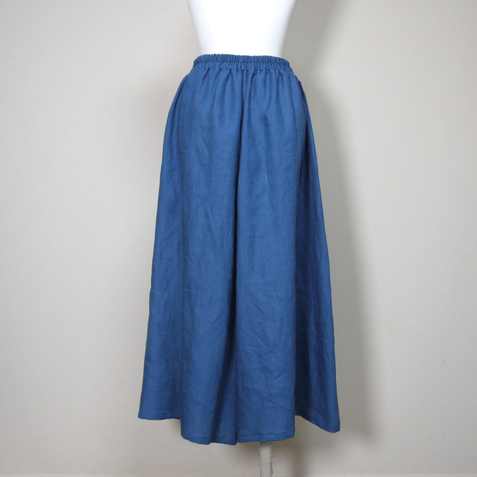 カラーリネン◆Aラインキュロット◆ブルー◆フリーサイズ（中厚、リネン100％） | 7枚目