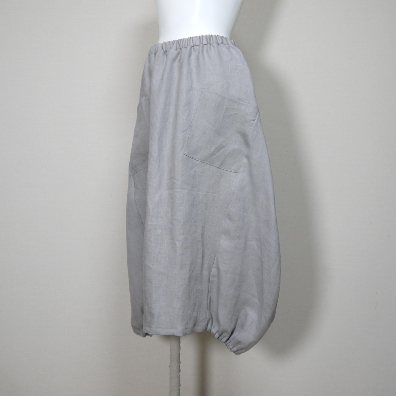 カラーリネン◆バルーンスカート　ロング◆グレージュ◆M・L・LL（中厚、リネン100％） | 2枚目