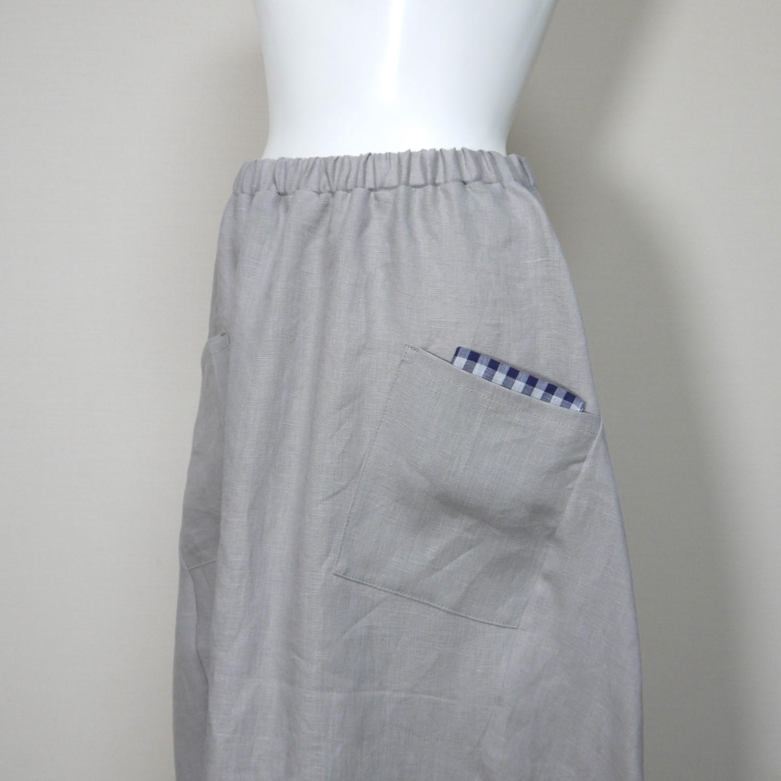 カラーリネン◆バルーンスカート　ロング◆グレージュ◆M・L・LL（中厚、リネン100％） | 4枚目