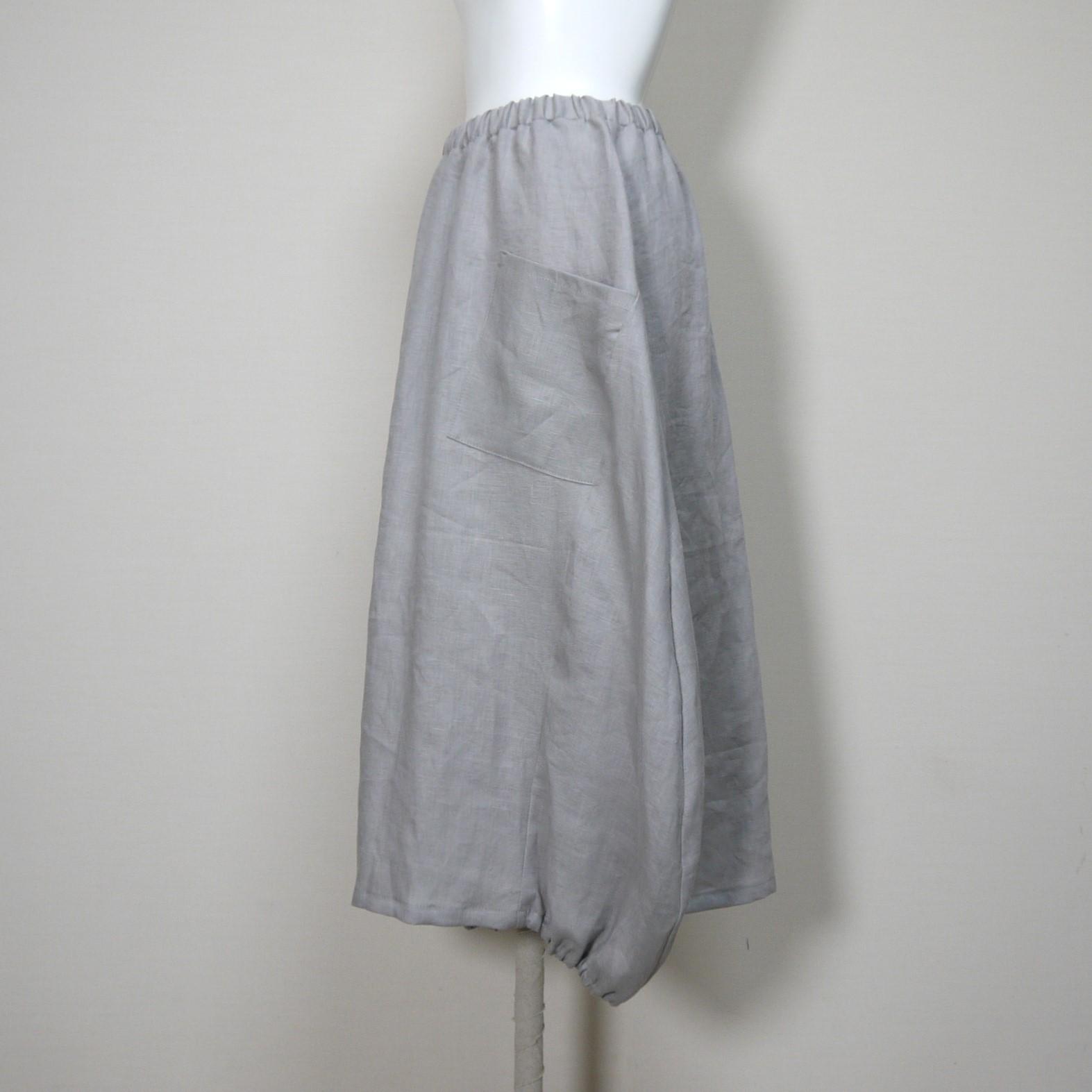 カラーリネン◆バルーンスカート　ロング◆グレージュ◆M・L・LL（中厚、リネン100％） | 7枚目