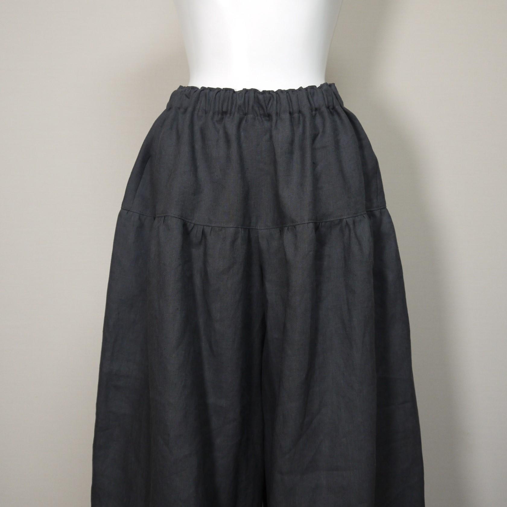 カラーリネン◆ギャザーパンツ◆チャコール◆M・L・LL（中厚、リネン100％） | 3枚目
