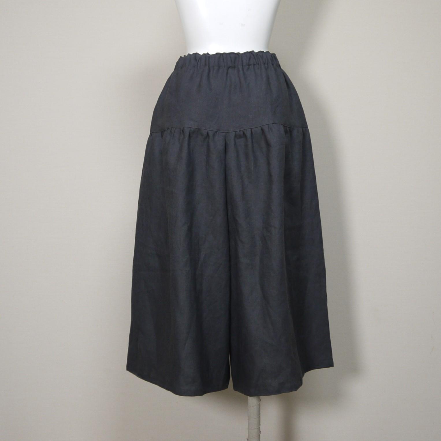 カラーリネン◆ギャザーパンツ◆チャコール◆M・L・LL（中厚、リネン100％） | 7枚目