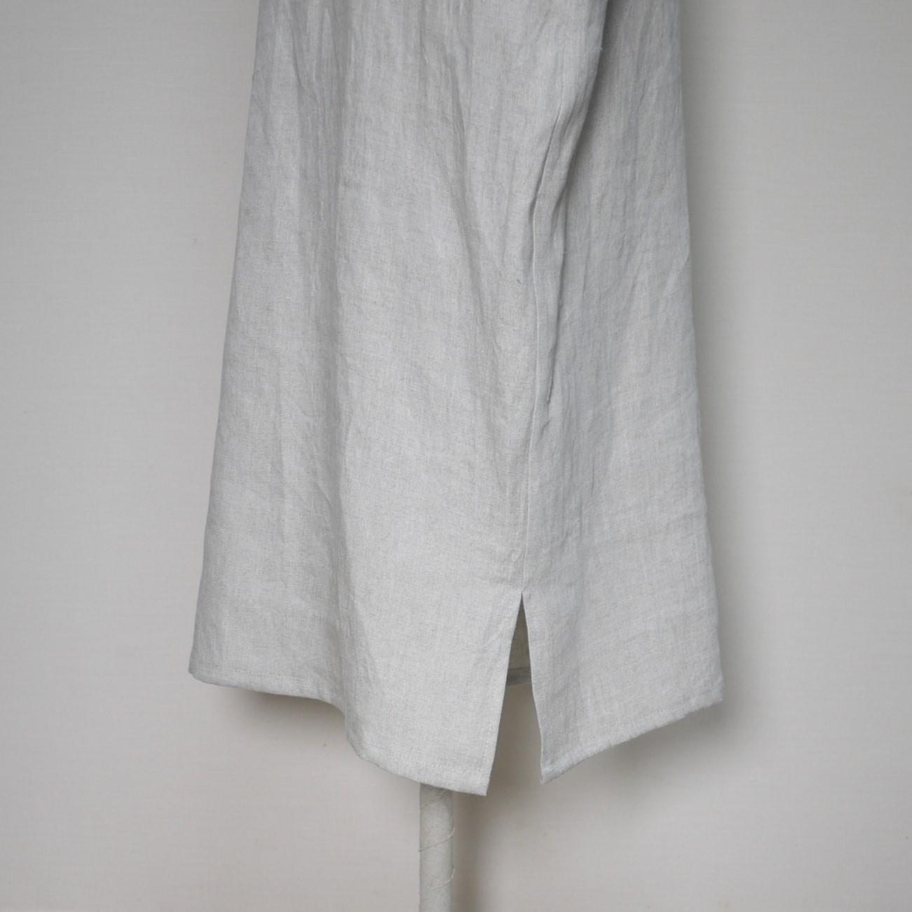 カラーリネン◆ストレートワンピース　七分袖◆生成り◆フリーサイズ（中厚、リネン100％） | 8枚目