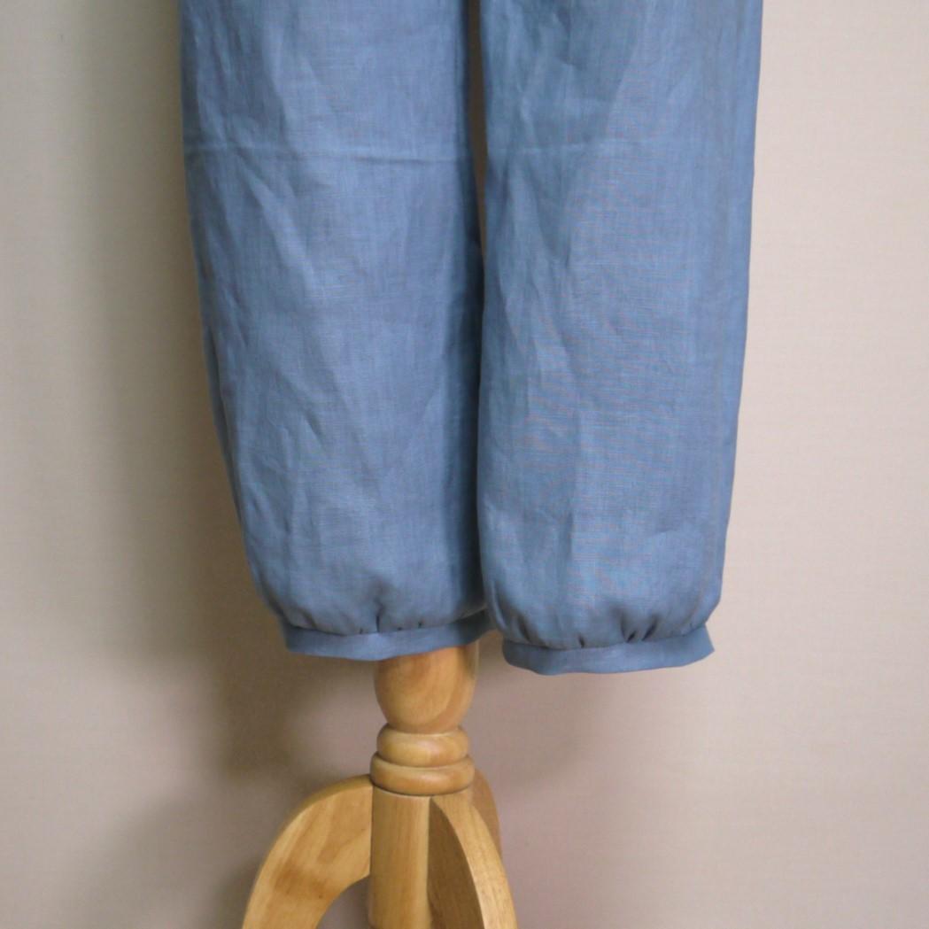 リネン◆イージーパンツ◆オールドブルー◆M・L（中厚、リネン100％） | 3枚目