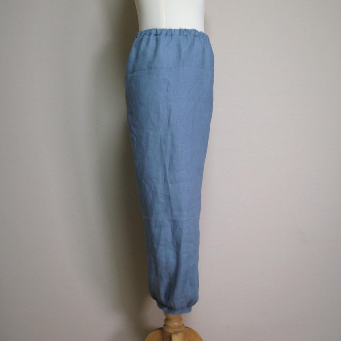 リネン◆イージーパンツ◆オールドブルー◆M・L（中厚、リネン100％） | 5枚目