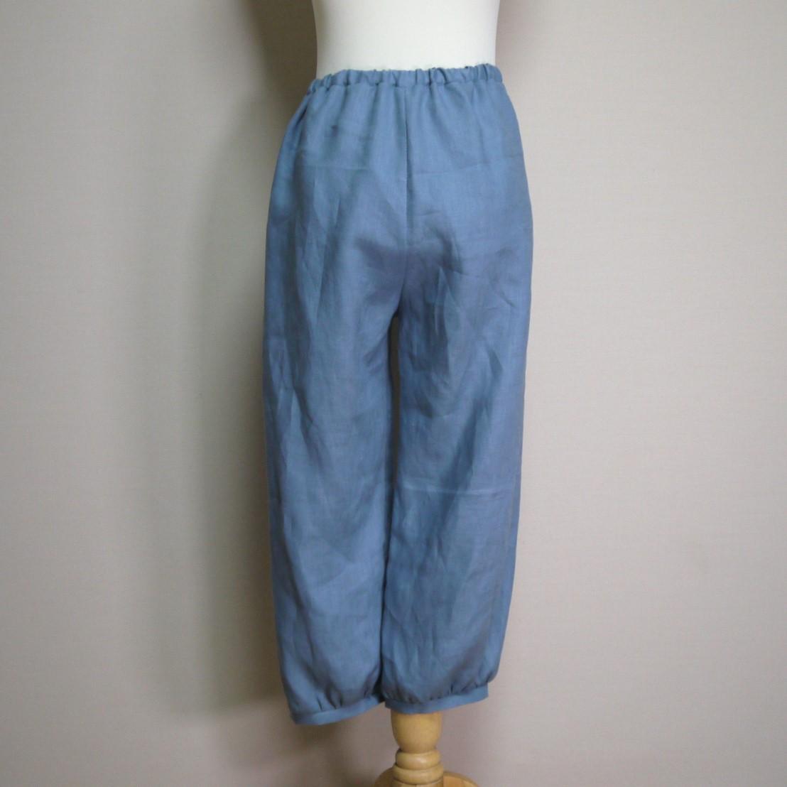 リネン◆イージーパンツ◆オールドブルー◆M・L（中厚、リネン100％） | 7枚目