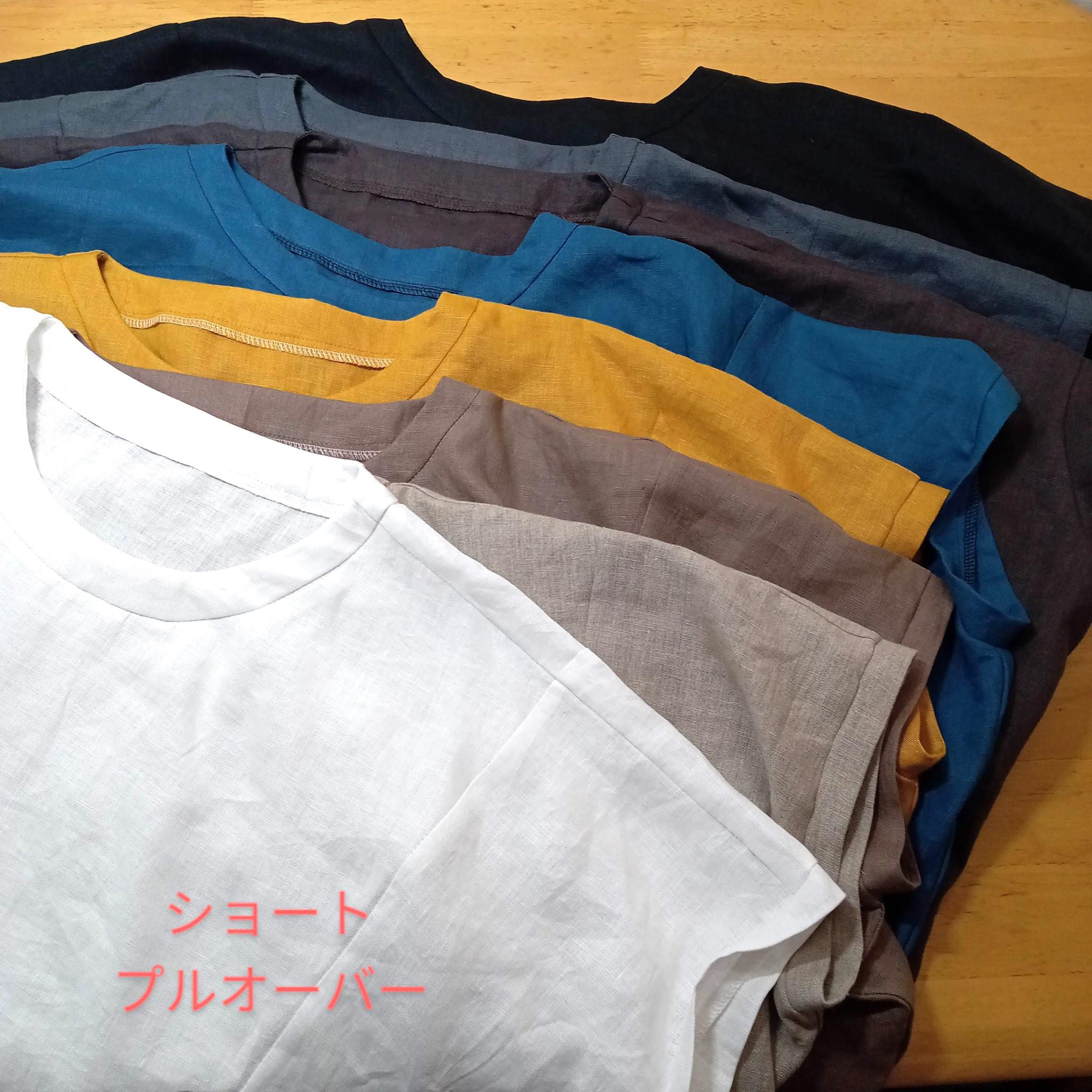 カラーリネン◆ショートプルオーバー◆ブルー◆フリーサイズ(中厚、リネン100%) | 7枚目