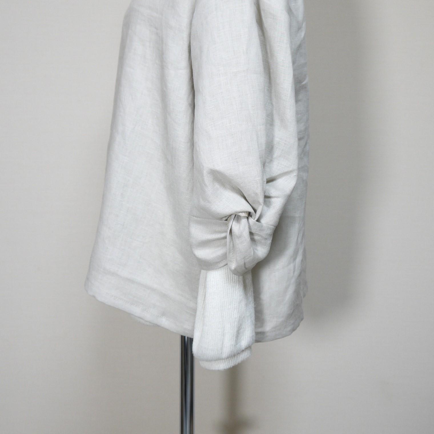 カラーリネン◆ツイストブラウス 六分袖◆ナチュラル◆フリーサイズ(中厚、リネン100%) | 5枚目