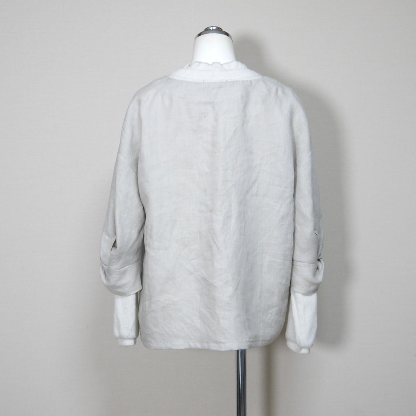 カラーリネン◆ツイストブラウス 六分袖◆ナチュラル◆フリーサイズ(中厚、リネン100%) | 7枚目