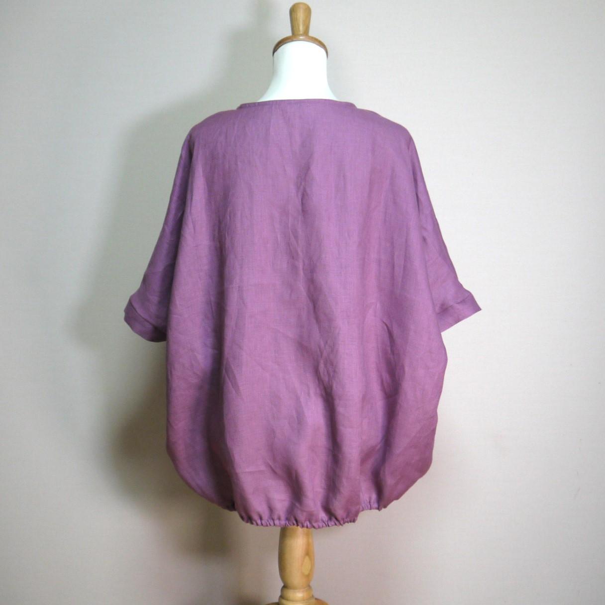 カラーリネン◆バルーンプルオーバー Vネック◆ライトパープル◆フリーサイズ(中厚、リネン100%) | 6枚目