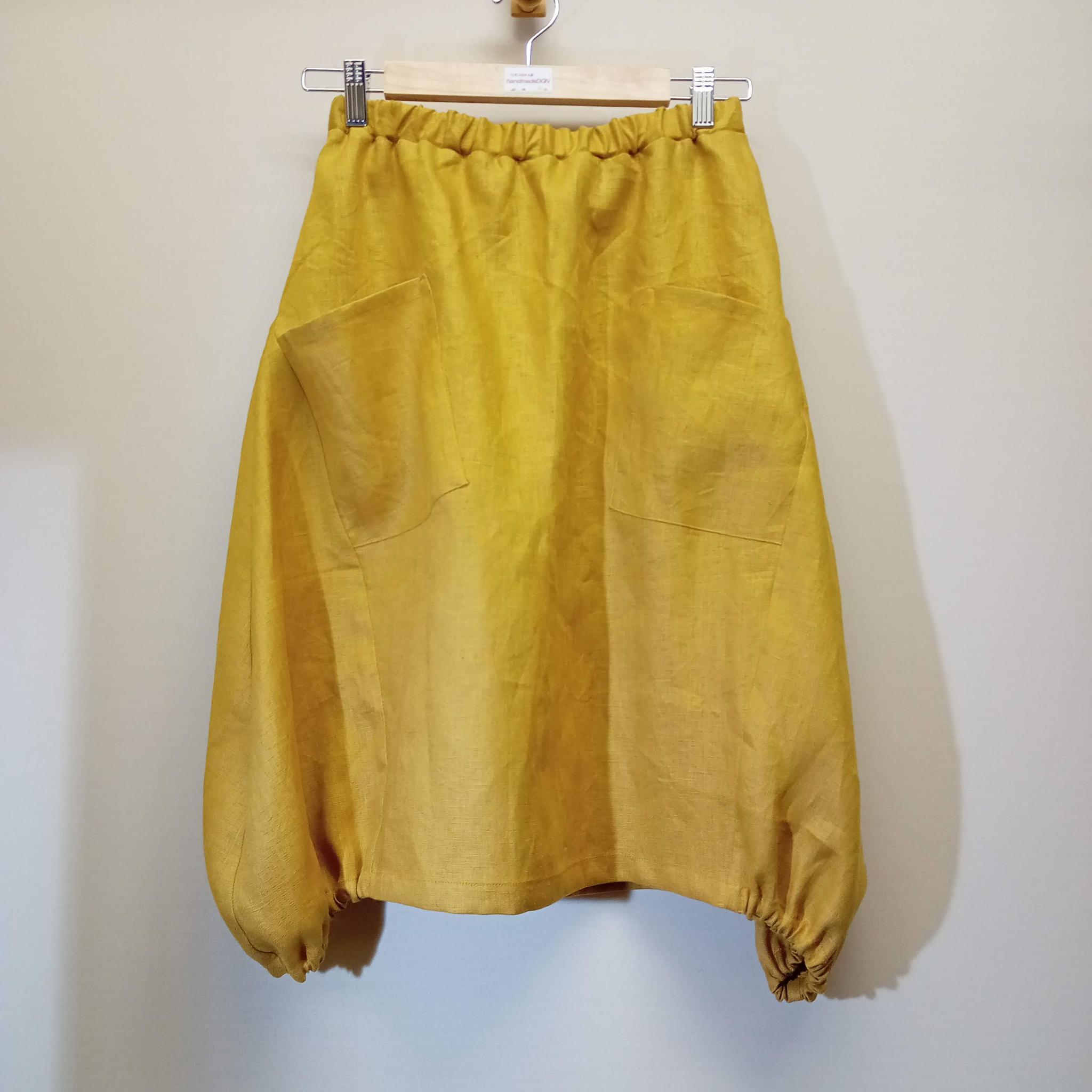 カラーリネン◆バルーンスカート◆マスタード◆M・L・LL(中厚、リネン100%)1枚目の画像