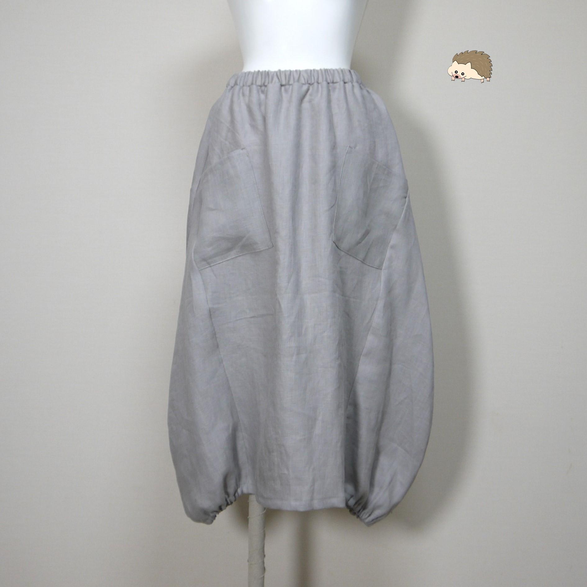 カラーリネン◆バルーンスカート ロング◆グレージュ◆M・L・LL(中厚、リネン100%)1枚目の画像