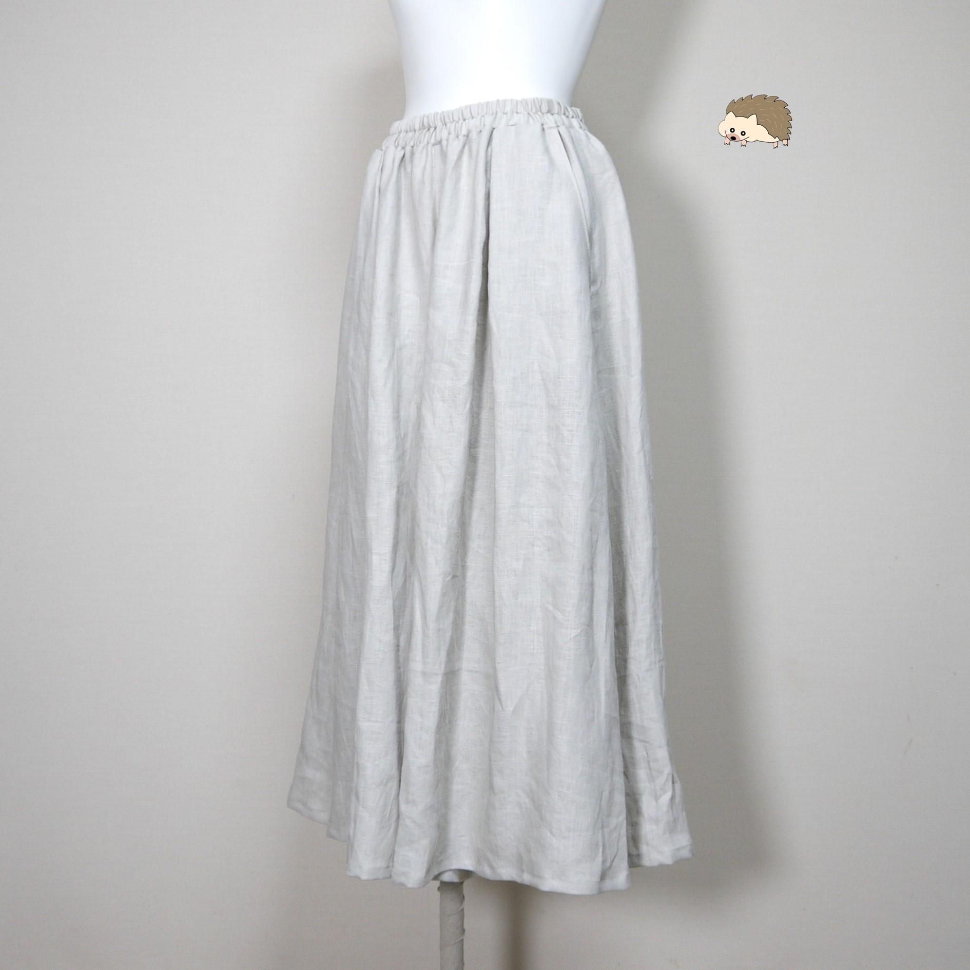 カラーリネン◆Aラインキュロット◆ナチュラル◆フリーサイズ(中厚、リネン100%) | 1枚目