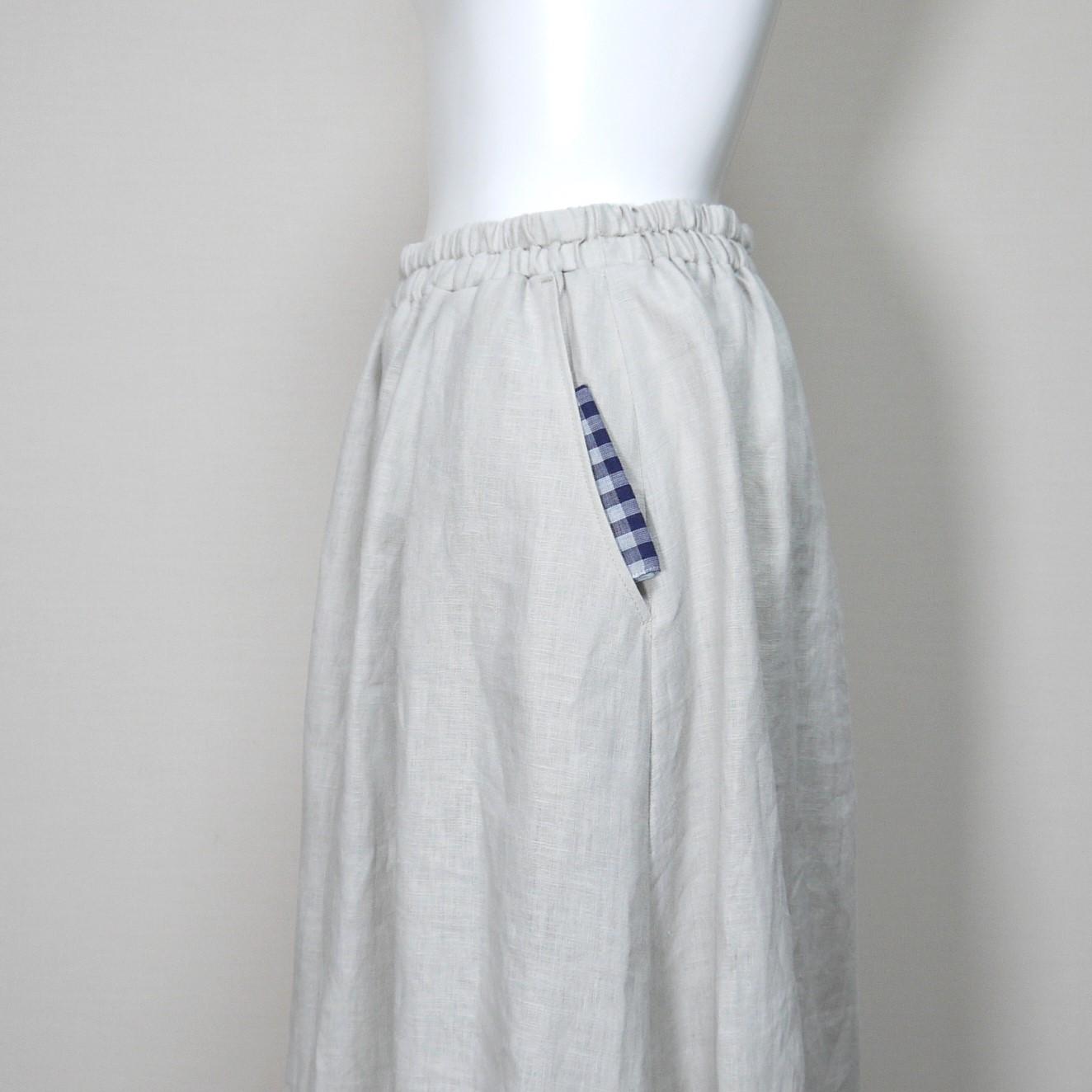 カラーリネン◆Aラインキュロット◆ナチュラル◆フリーサイズ(中厚、リネン100%) | 5枚目