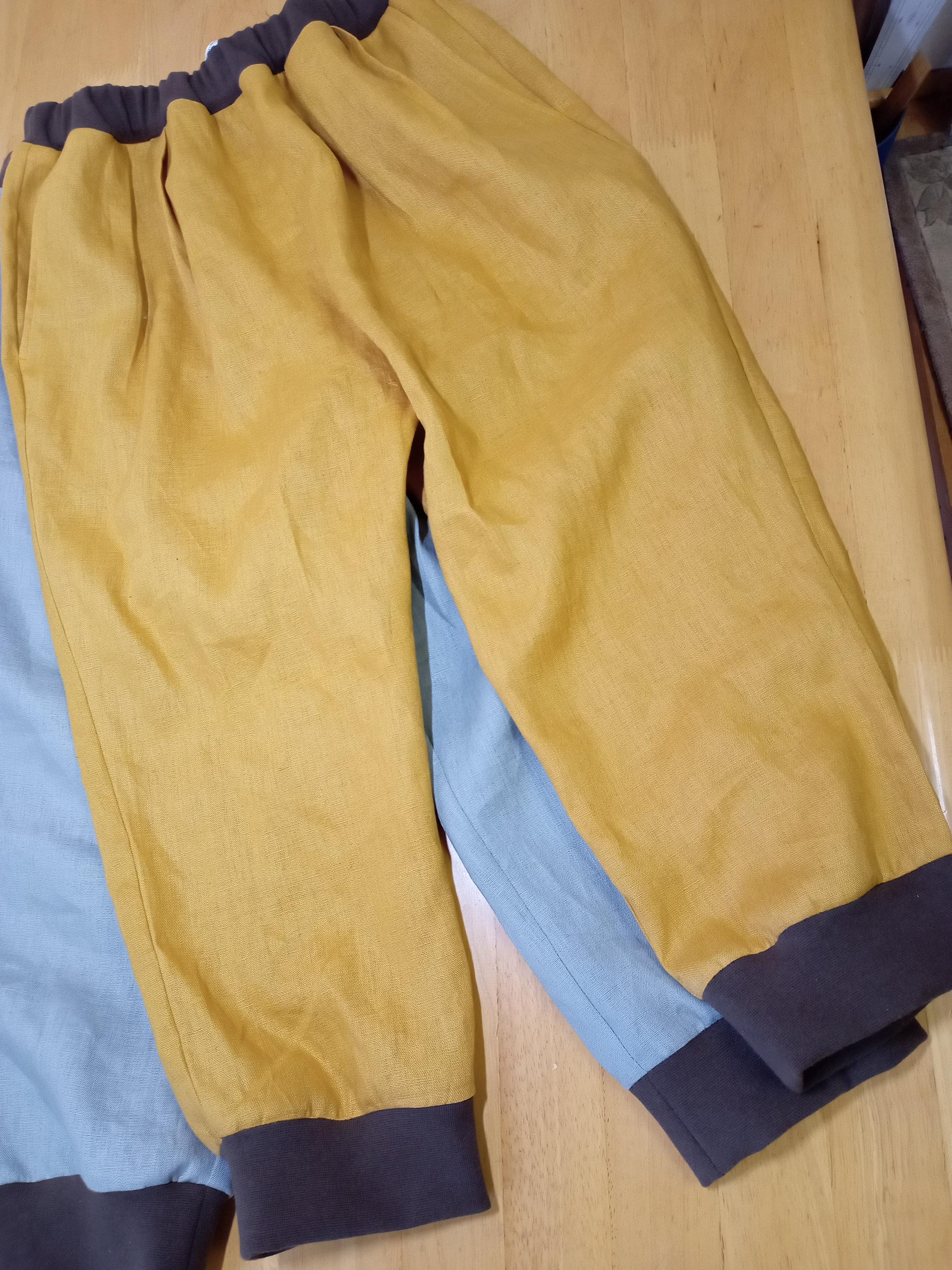 クロップドパンツ◆グレージュ(リブ:ブラウン)◆フリーサイズ◆カラーリネン(中厚、リネン100%) | 11枚目