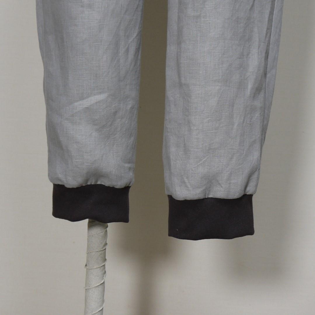 クロップドパンツ◆グレージュ(リブ:ブラウン)◆フリーサイズ◆カラーリネン(中厚、リネン100%) | 9枚目