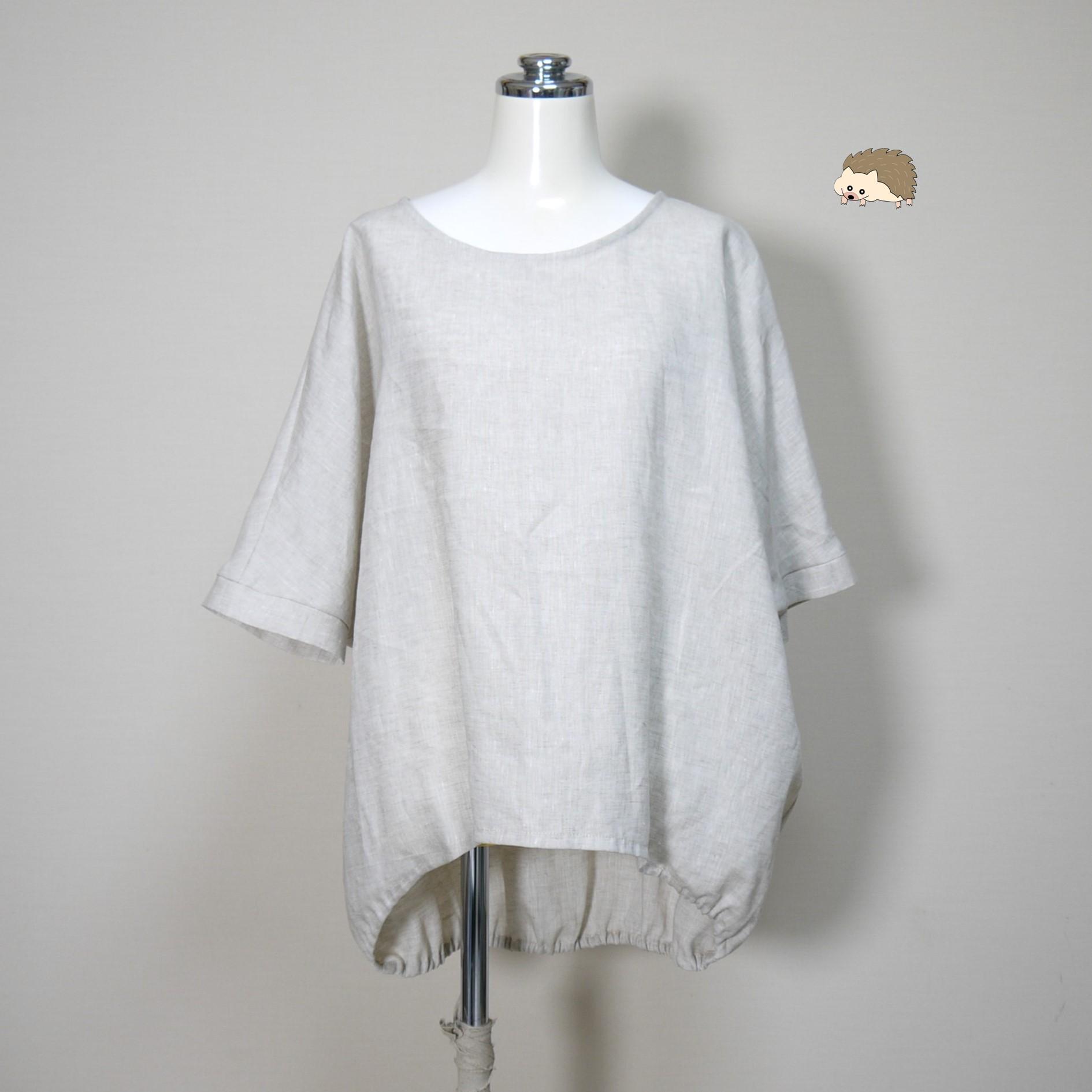 バルーンプルオーバー◆【ナチュラルリネン ライト】◆生成り◆フリーサイズ(リネン100%)1枚目の画像