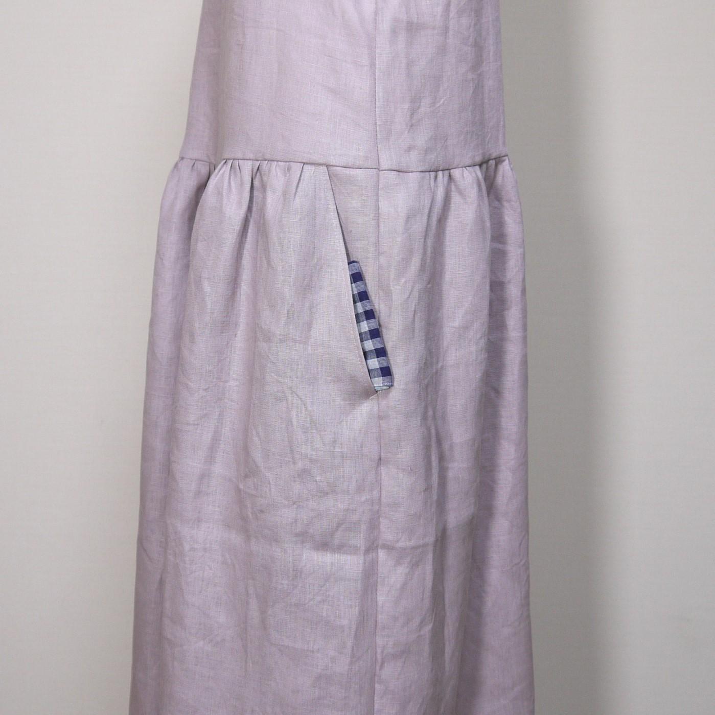 リネン◆バックリボンワンピース◆オールドモーブ◆M・Ⅼ・LL(中厚、リネン100%) | 5枚目