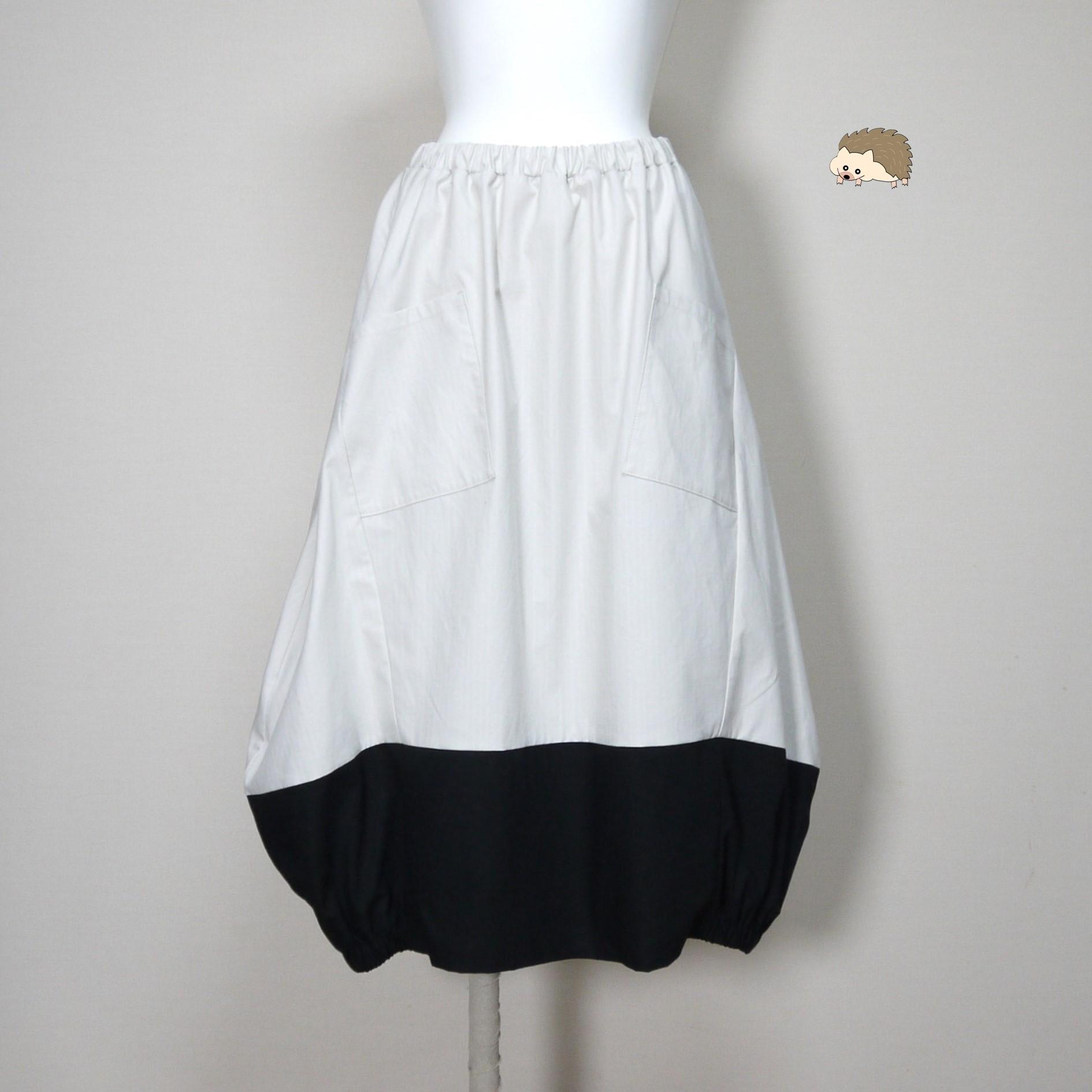 【リップクロス】バルーンスカート ロング(ツートン)◆アイボリー×ブラック◆フリーサイズ(コットン100%)1枚目の画像