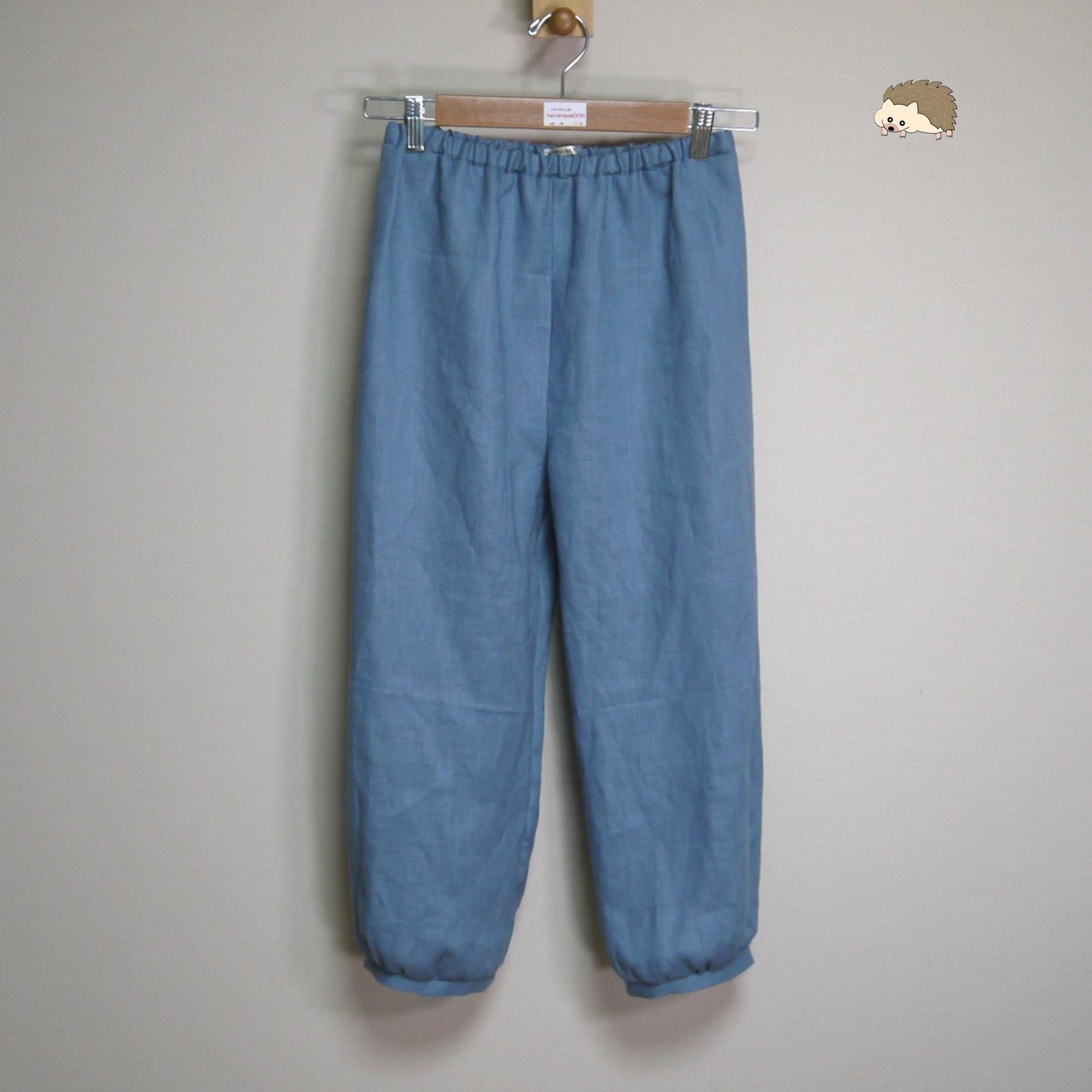 リネン◆イージーパンツ◆オールドブルー◆M・L(中厚、リネン100%)1枚目の画像
