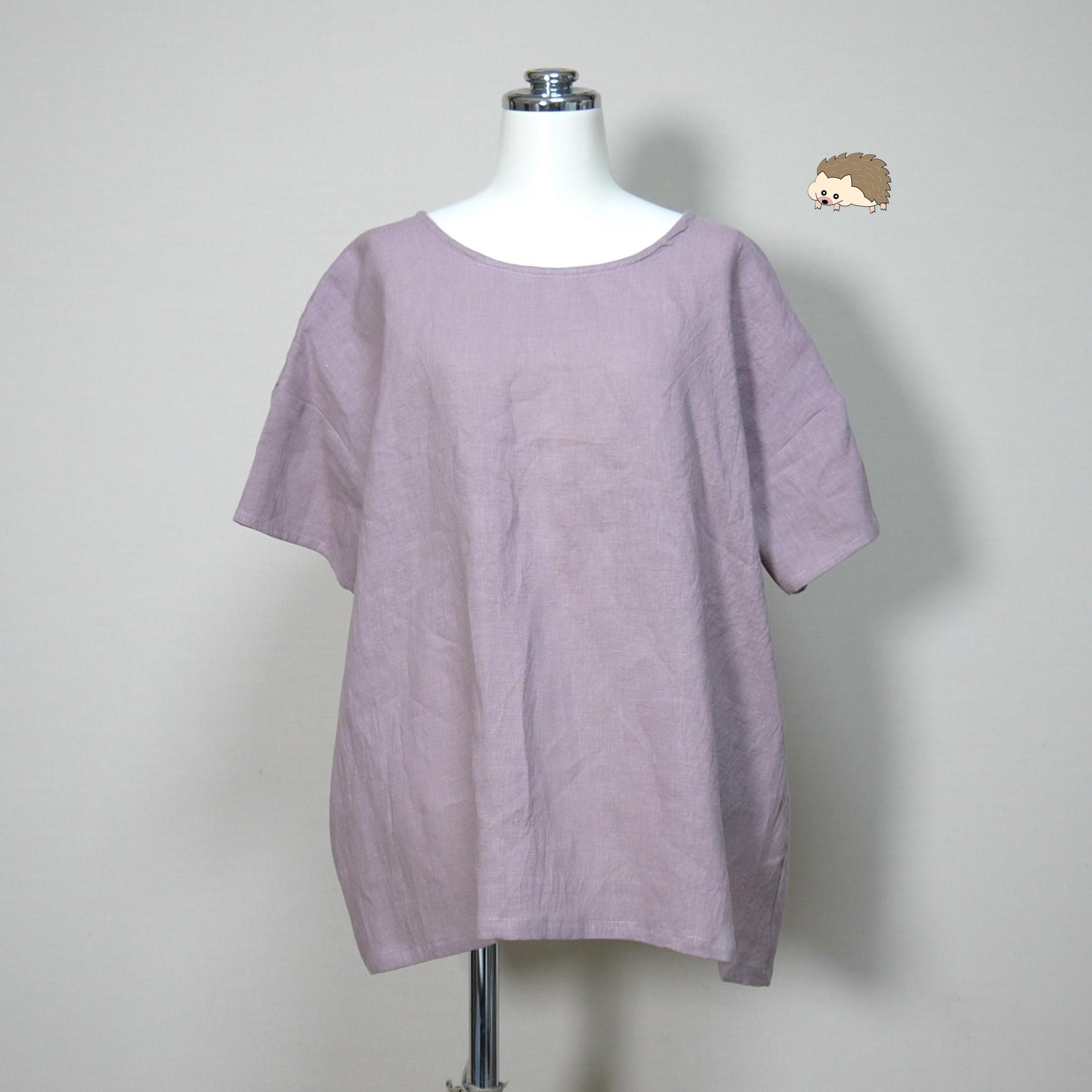 リネンのシンプルTシャツ◆【ナチュラルリネン ライト】◆サクラ◆フリーサイズ(リネン100%)1枚目の画像