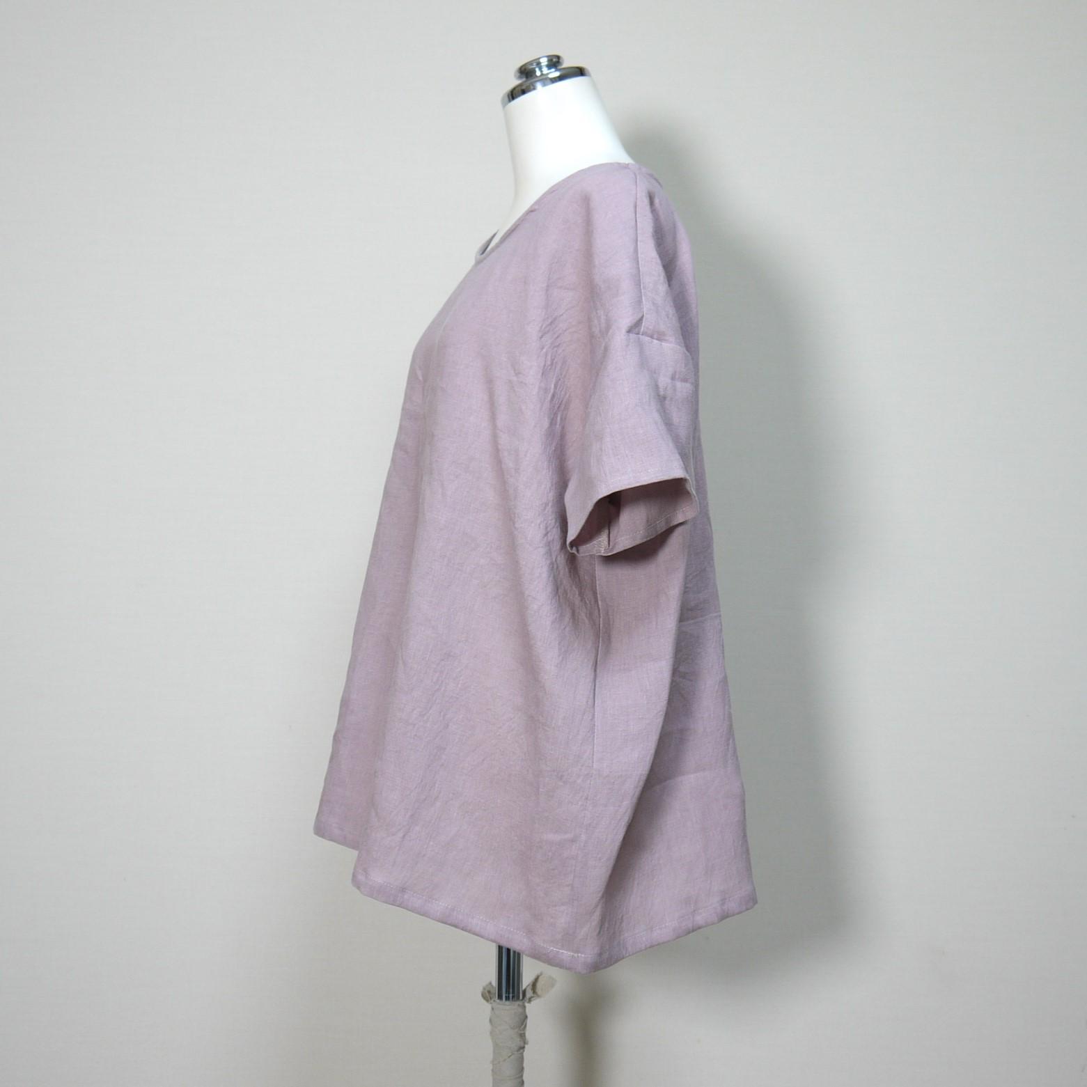 リネンのシンプルTシャツ◆【ナチュラルリネン ライト】◆サクラ◆フリーサイズ(リネン100%) | 4枚目