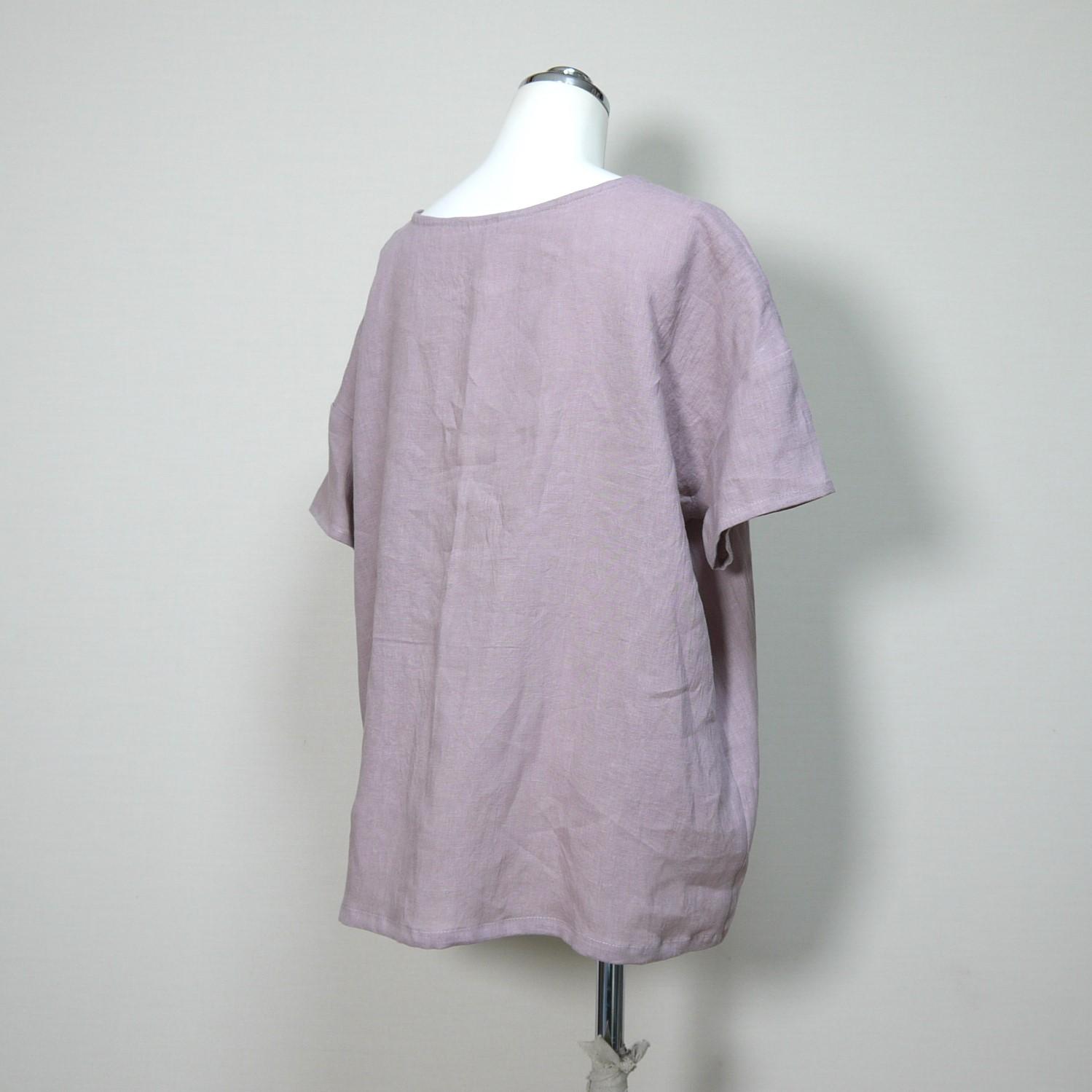 リネンのシンプルTシャツ◆【ナチュラルリネン ライト】◆サクラ◆フリーサイズ(リネン100%) | 5枚目