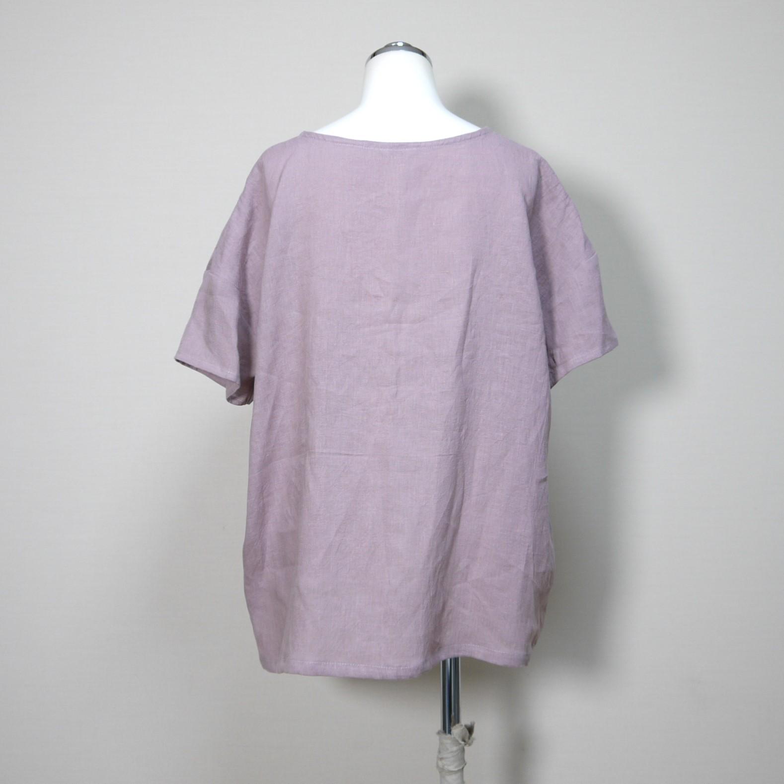 リネンのシンプルTシャツ◆【ナチュラルリネン ライト】◆サクラ◆フリーサイズ(リネン100%) | 6枚目