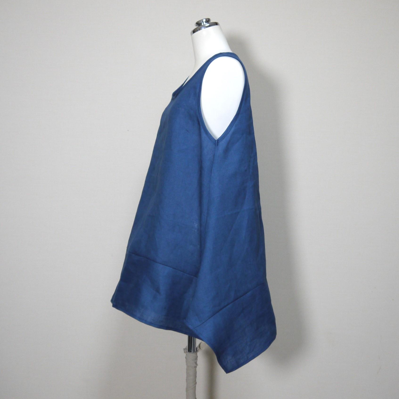 リネン◆フレアキャミ◆ブルー◆S・M・Ⅼ・LL(中厚、リネン100%) | 4枚目