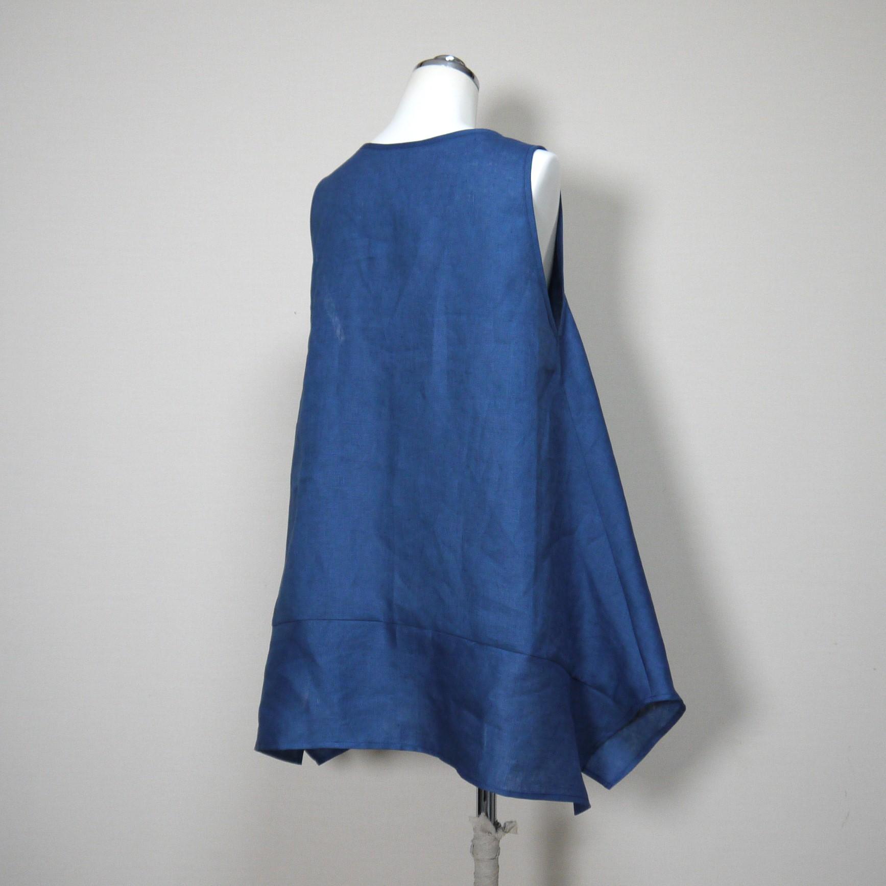 リネン◆フレアキャミ◆ブルー◆S・M・Ⅼ・LL(中厚、リネン100%) | 5枚目