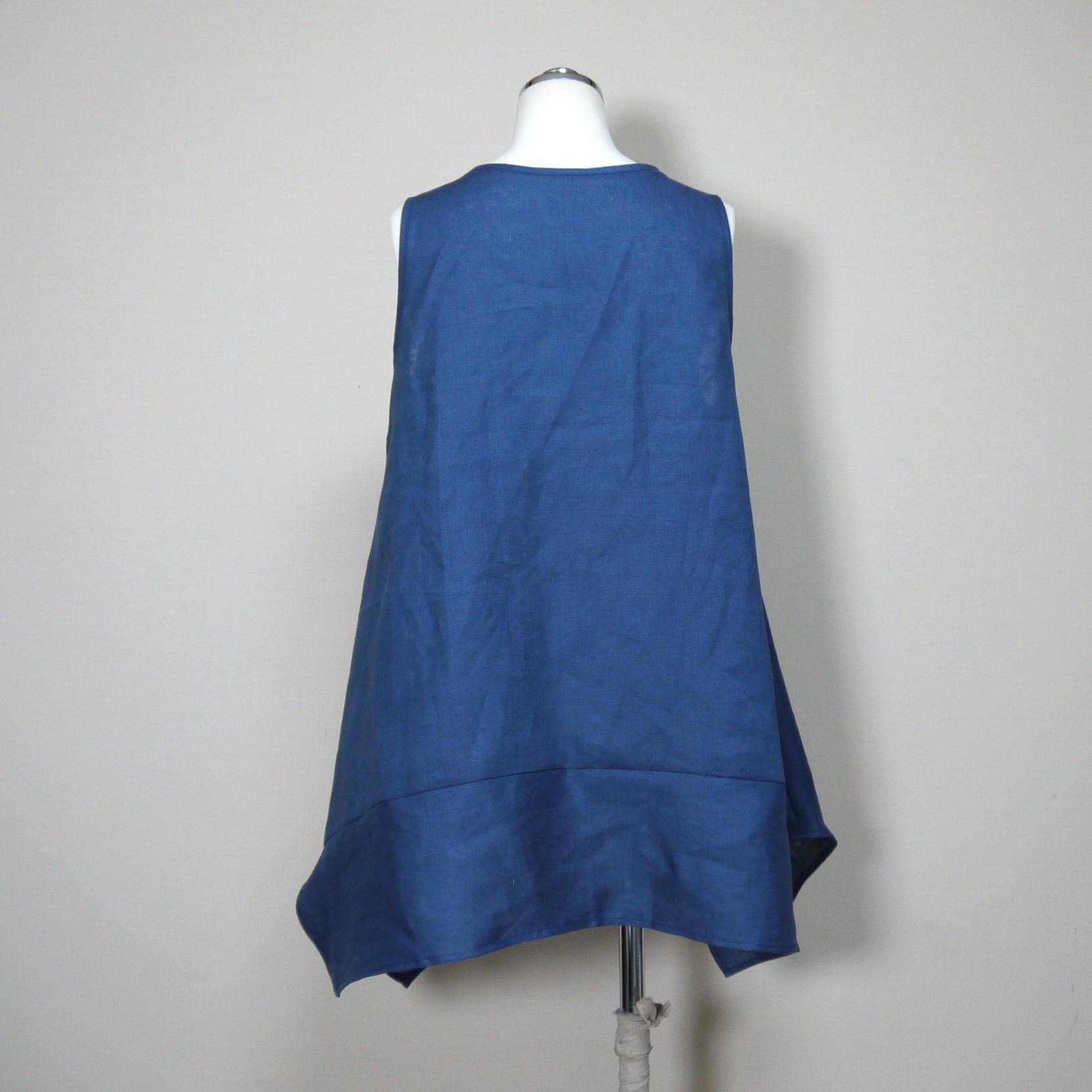 リネン◆フレアキャミ◆ブルー◆S・M・Ⅼ・LL(中厚、リネン100%) | 6枚目