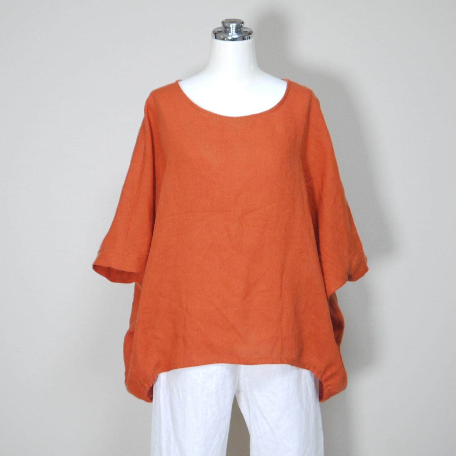 バルーンプルオーバー◆【ナチュラルリネン ライト】◆アプリコット◆フリーサイズ(リネン100%)1枚目の画像