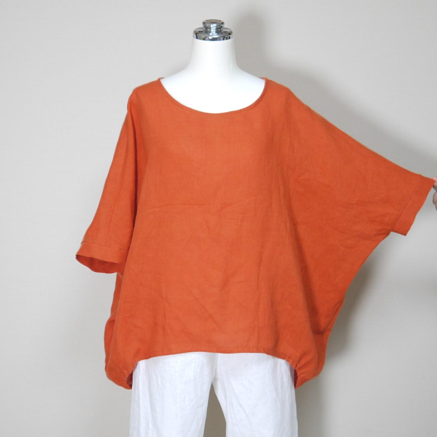 バルーンプルオーバー◆【ナチュラルリネン ライト】◆アプリコット◆フリーサイズ(リネン100%) | 2枚目