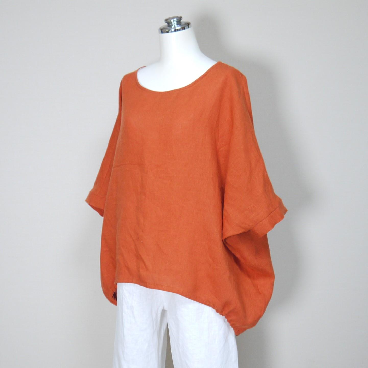 バルーンプルオーバー◆【ナチュラルリネン ライト】◆アプリコット◆フリーサイズ(リネン100%) | 3枚目