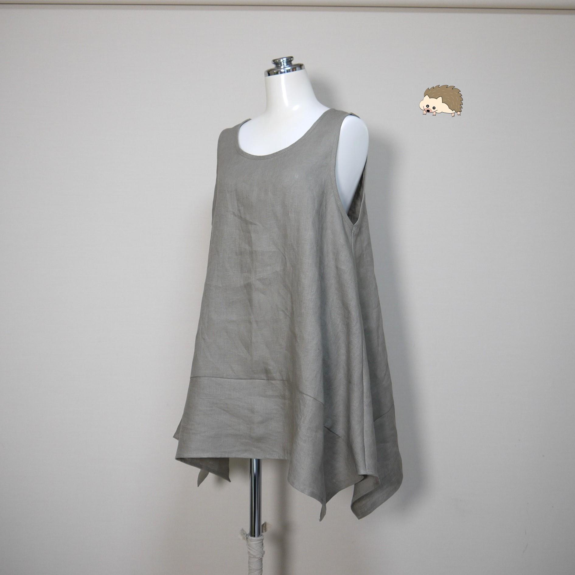 リネン◆フレアキャミ◆オールドカーキ◆S・M・Ⅼ・LL(中厚、リネン100%)1枚目の画像