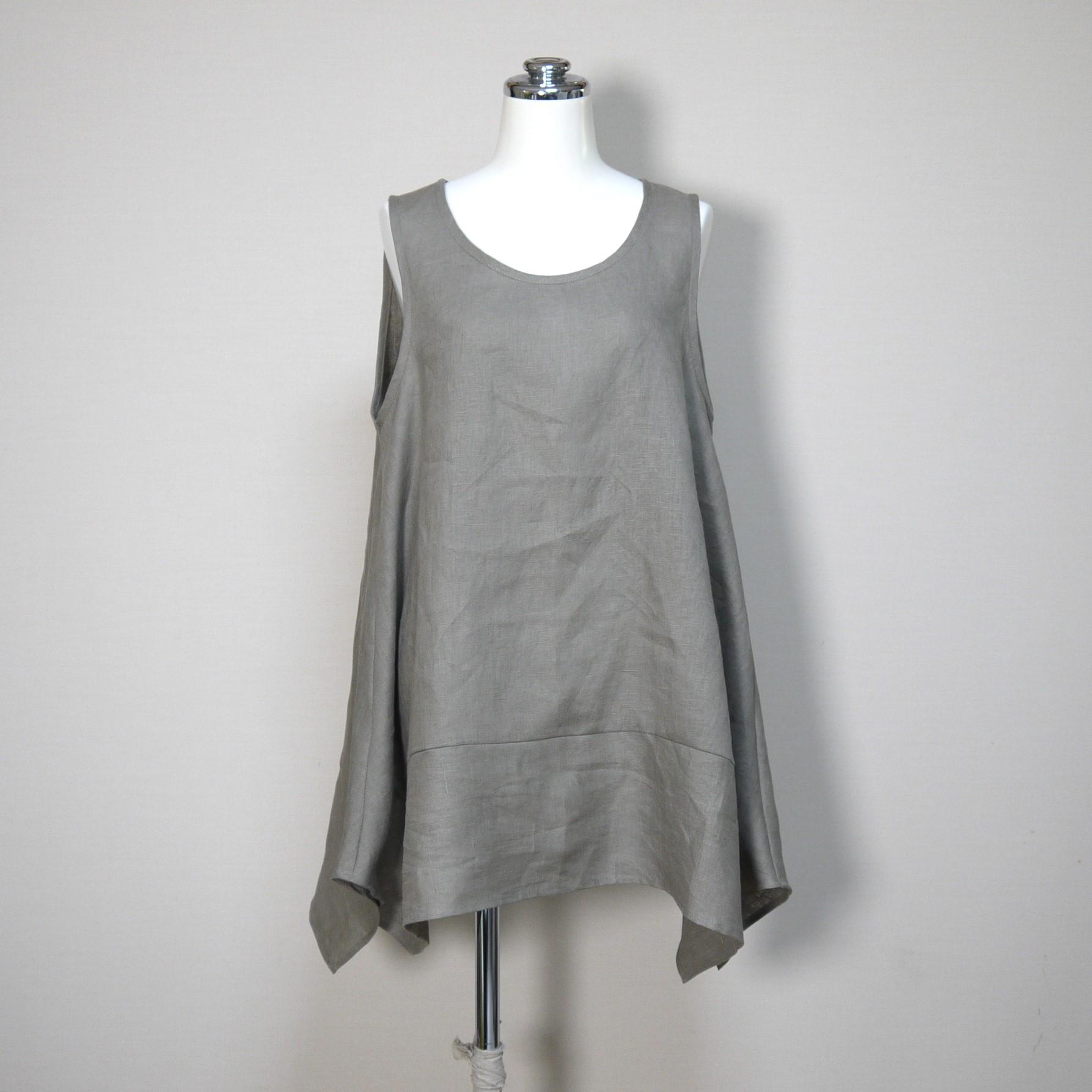 リネン◆フレアキャミ◆オールドカーキ◆S・M・Ⅼ・LL(中厚、リネン100%) | 2枚目