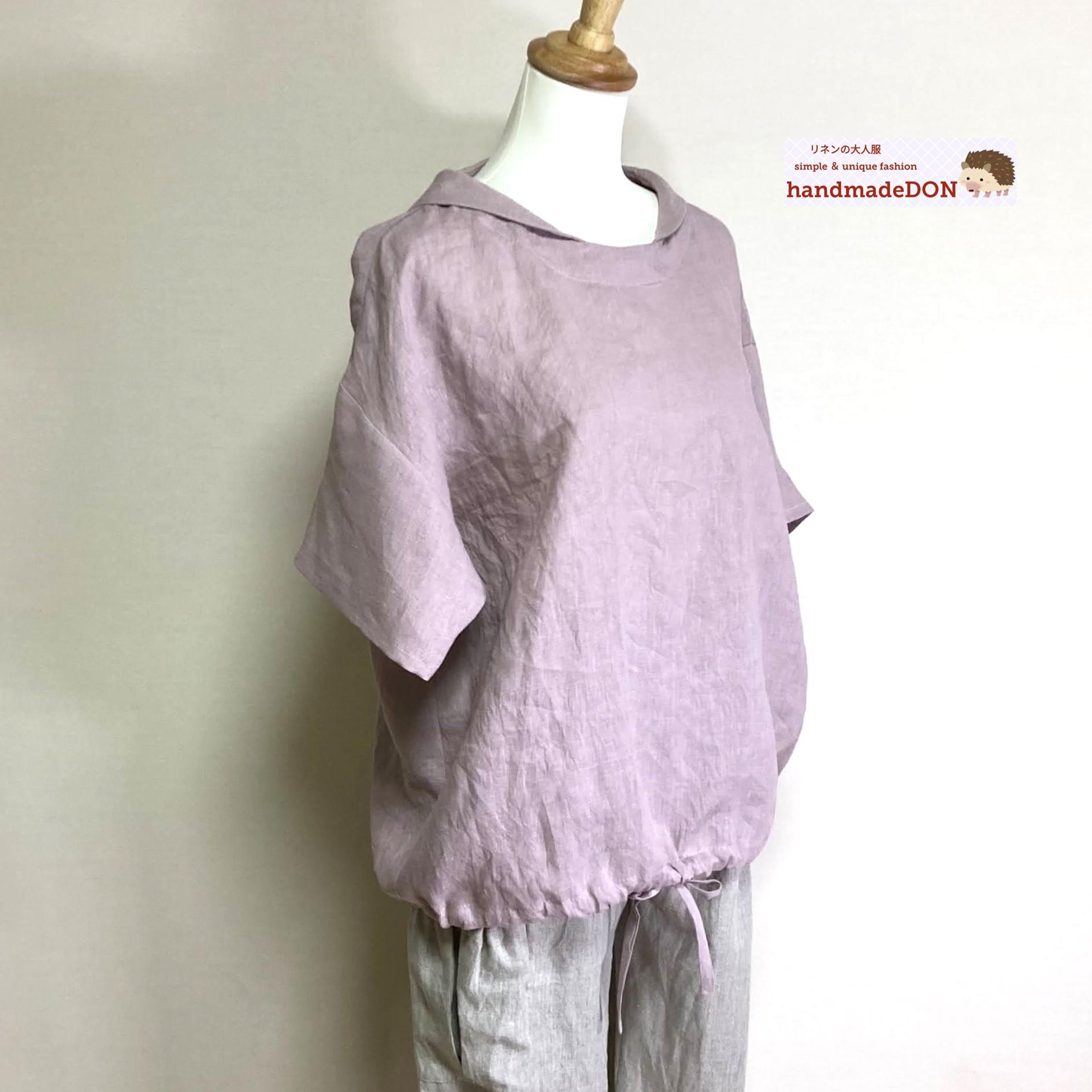 マリンシャツブラウス◆【ナチュラルリネン ライト】◆サクラ◆M・L・LL(リネン100%)1枚目の画像