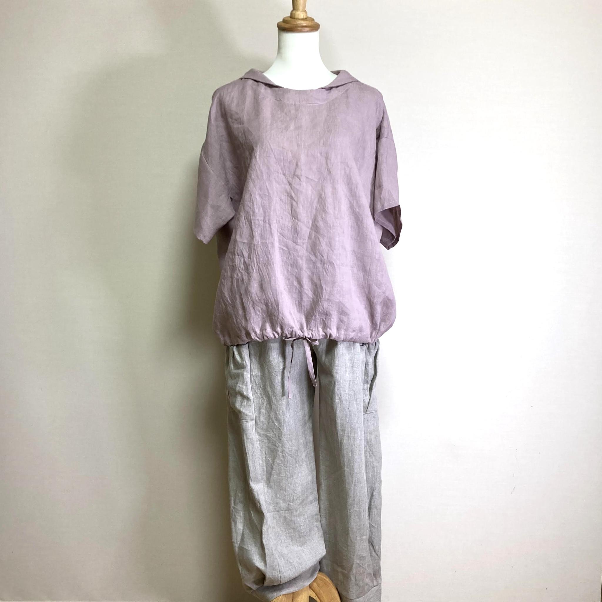 マリンシャツブラウス◆【ナチュラルリネン ライト】◆サクラ◆M・L・LL(リネン100%) | 2枚目