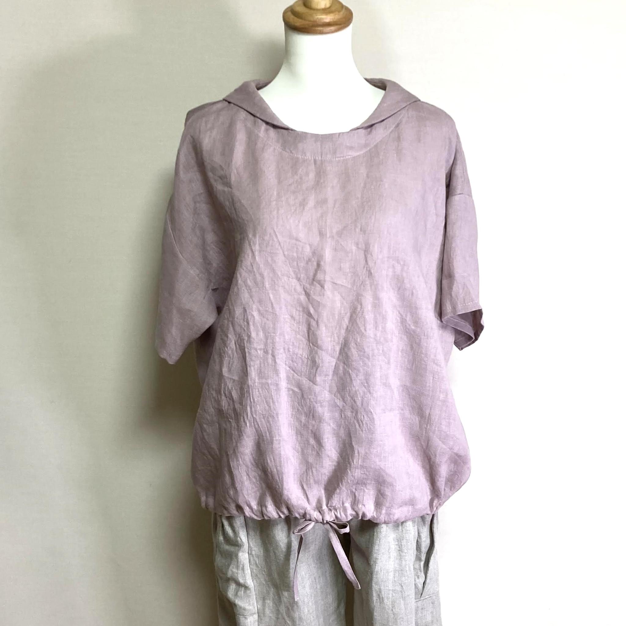 マリンシャツブラウス◆【ナチュラルリネン ライト】◆サクラ◆M・L・LL(リネン100%) | 3枚目