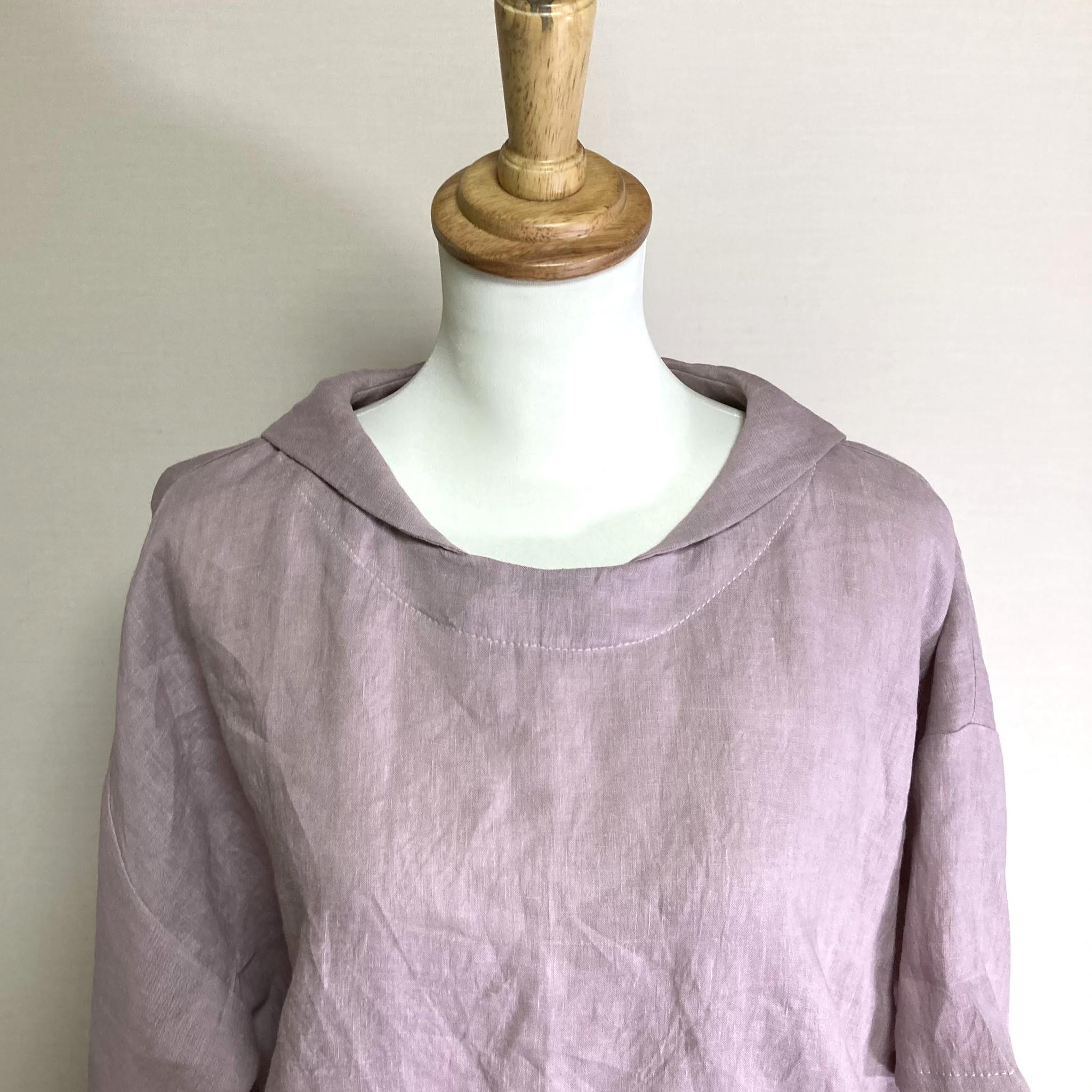 マリンシャツブラウス◆【ナチュラルリネン ライト】◆サクラ◆M・L・LL(リネン100%) | 4枚目