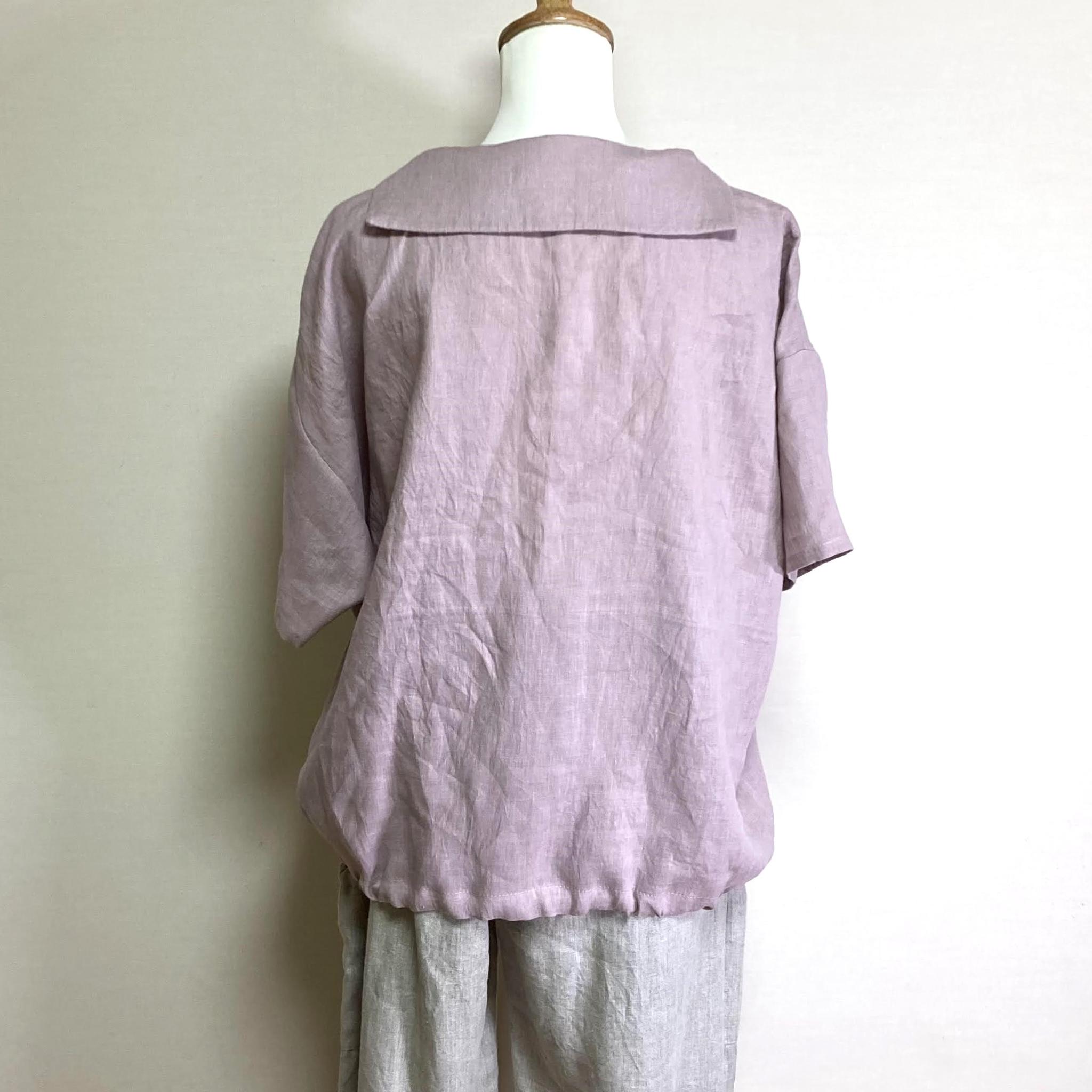 マリンシャツブラウス◆【ナチュラルリネン ライト】◆サクラ◆M・L・LL(リネン100%) | 8枚目