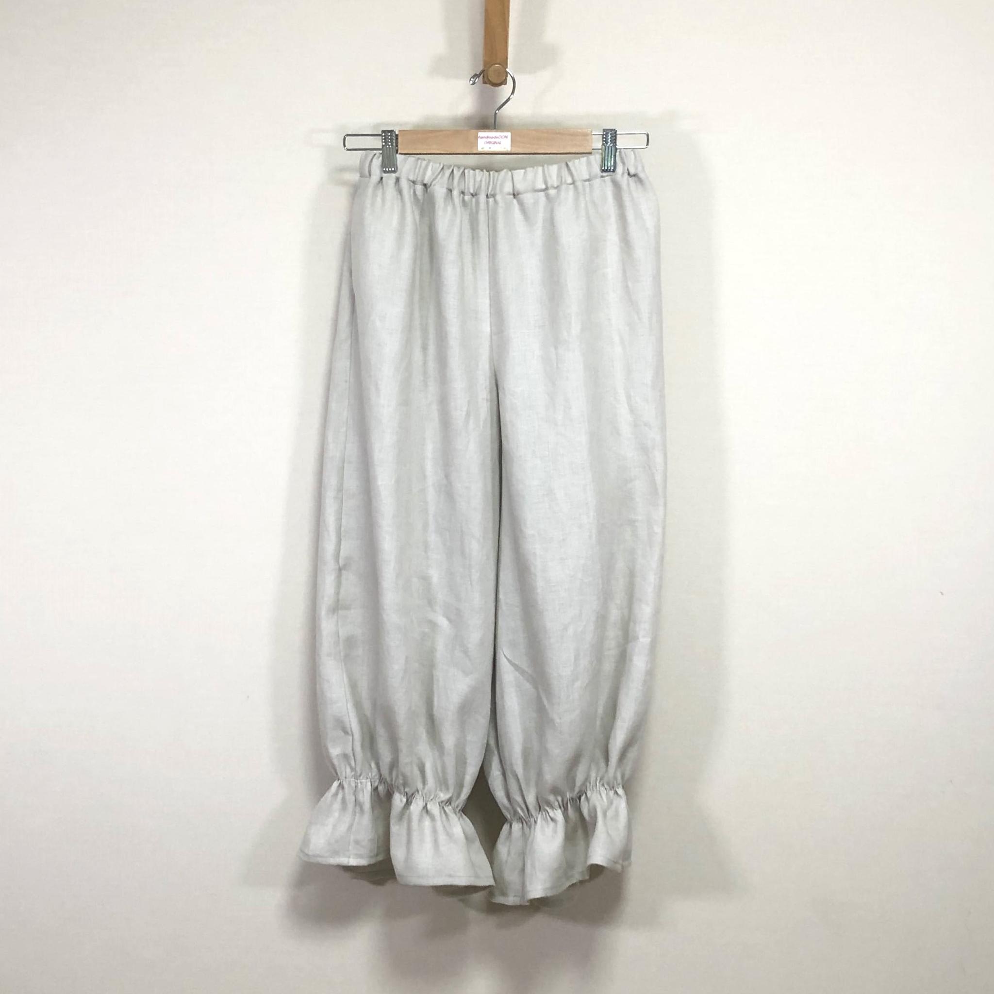 カラーリネン◆ゆるふわペチ ロング丈◆ナチュラル◆フリーサイズ(中厚、リネン100%)1枚目の画像