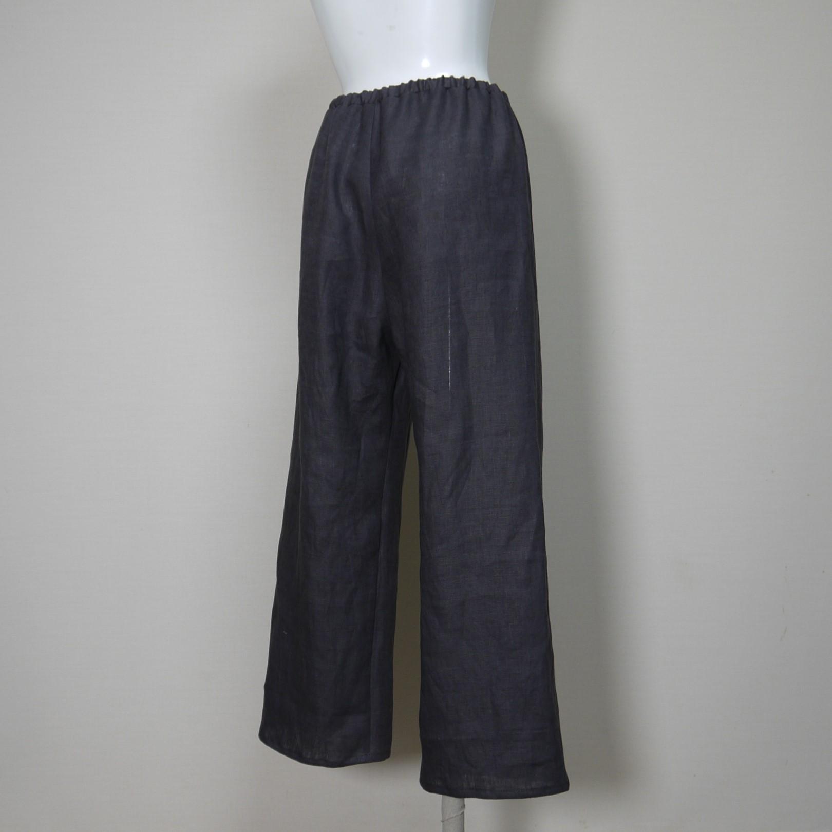 カラーリネン◆イージーパンツ ストレート・ロング◆チャコール◆M・Ⅼ(中厚、リネン100%) | 4枚目