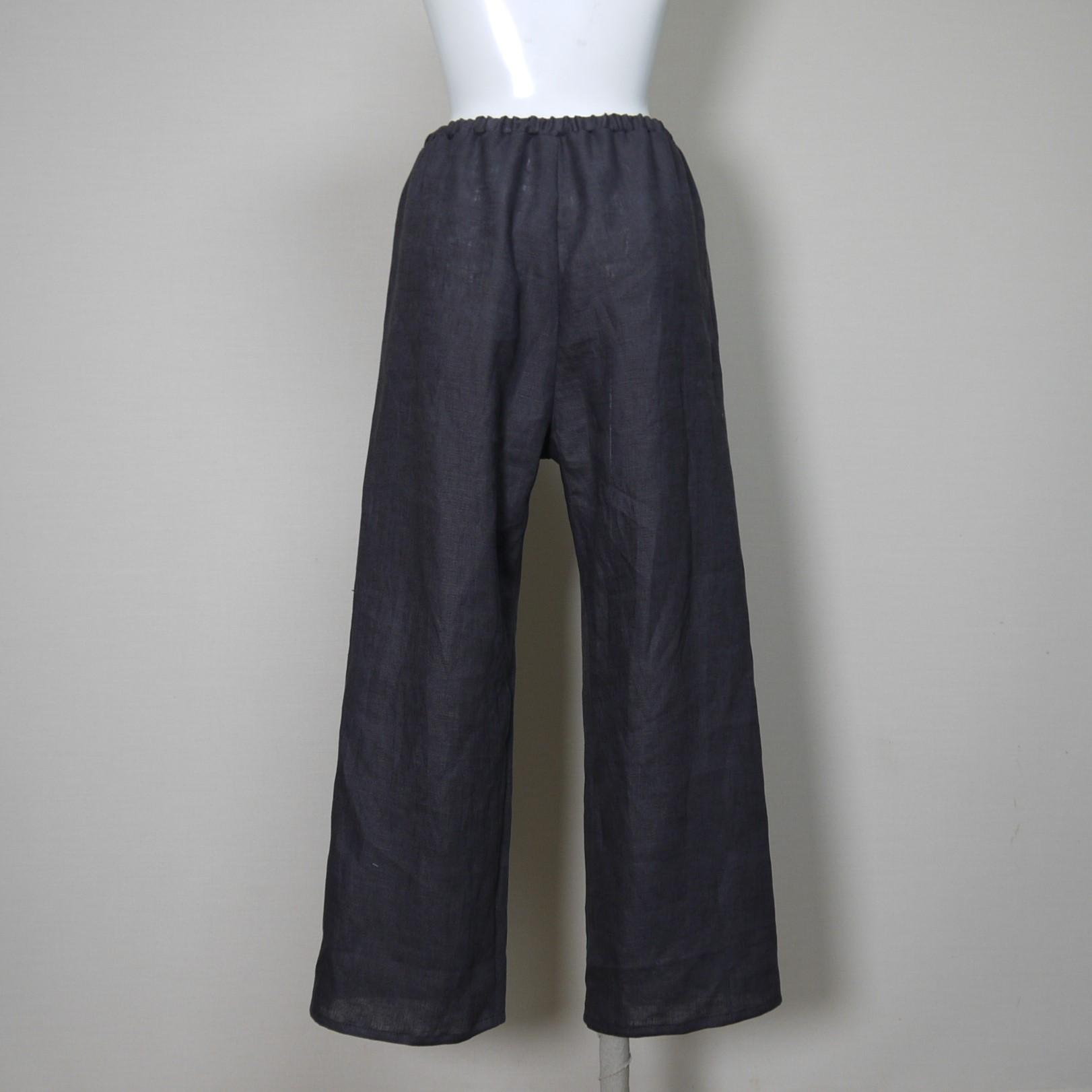 カラーリネン◆イージーパンツ ストレート・ロング◆チャコール◆M・Ⅼ(中厚、リネン100%) | 5枚目