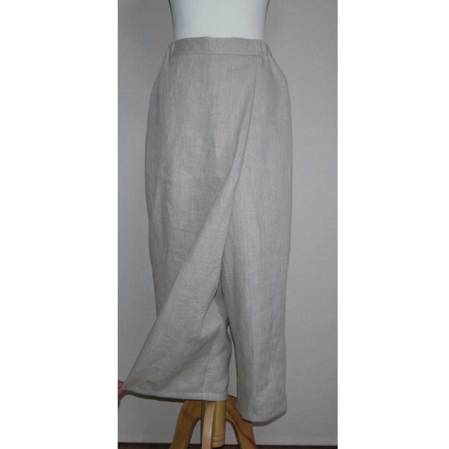 【厚手リネン】ラップパンツ◆【ウィンターリネン】生成り◆厚手15番手、リネン100%◆フリーサイズ | 2枚目