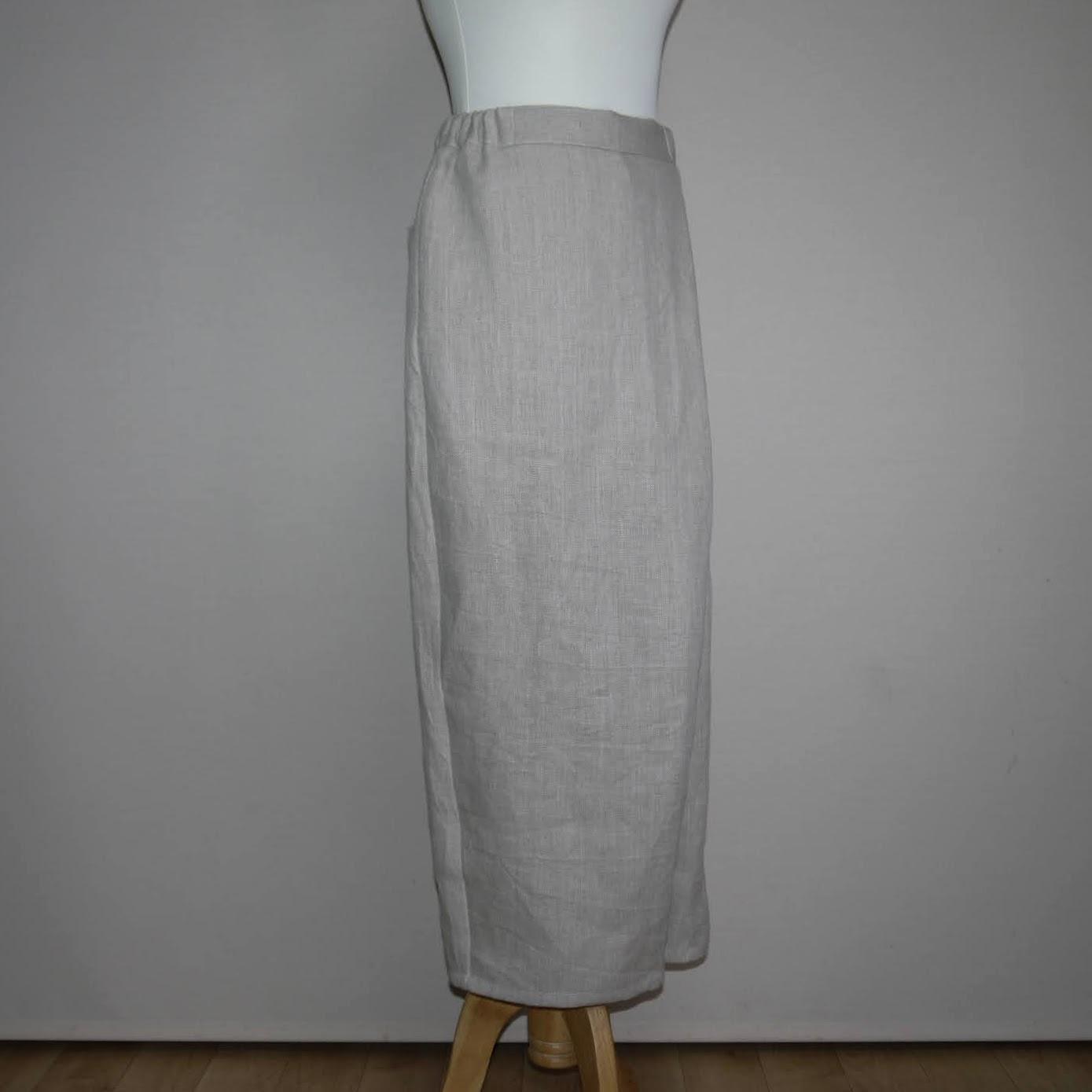 【厚手リネン】ラップパンツ◆【ウィンターリネン】生成り◆厚手15番手、リネン100%◆フリーサイズ | 4枚目