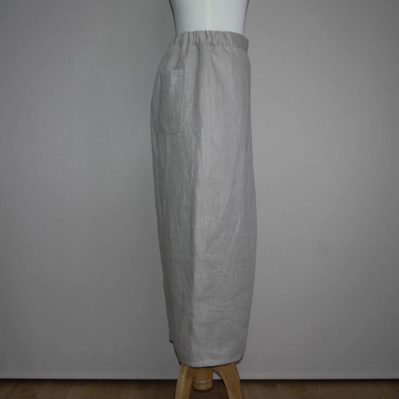 【厚手リネン】ラップパンツ◆【ウィンターリネン】生成り◆厚手15番手、リネン100%◆フリーサイズ | 5枚目
